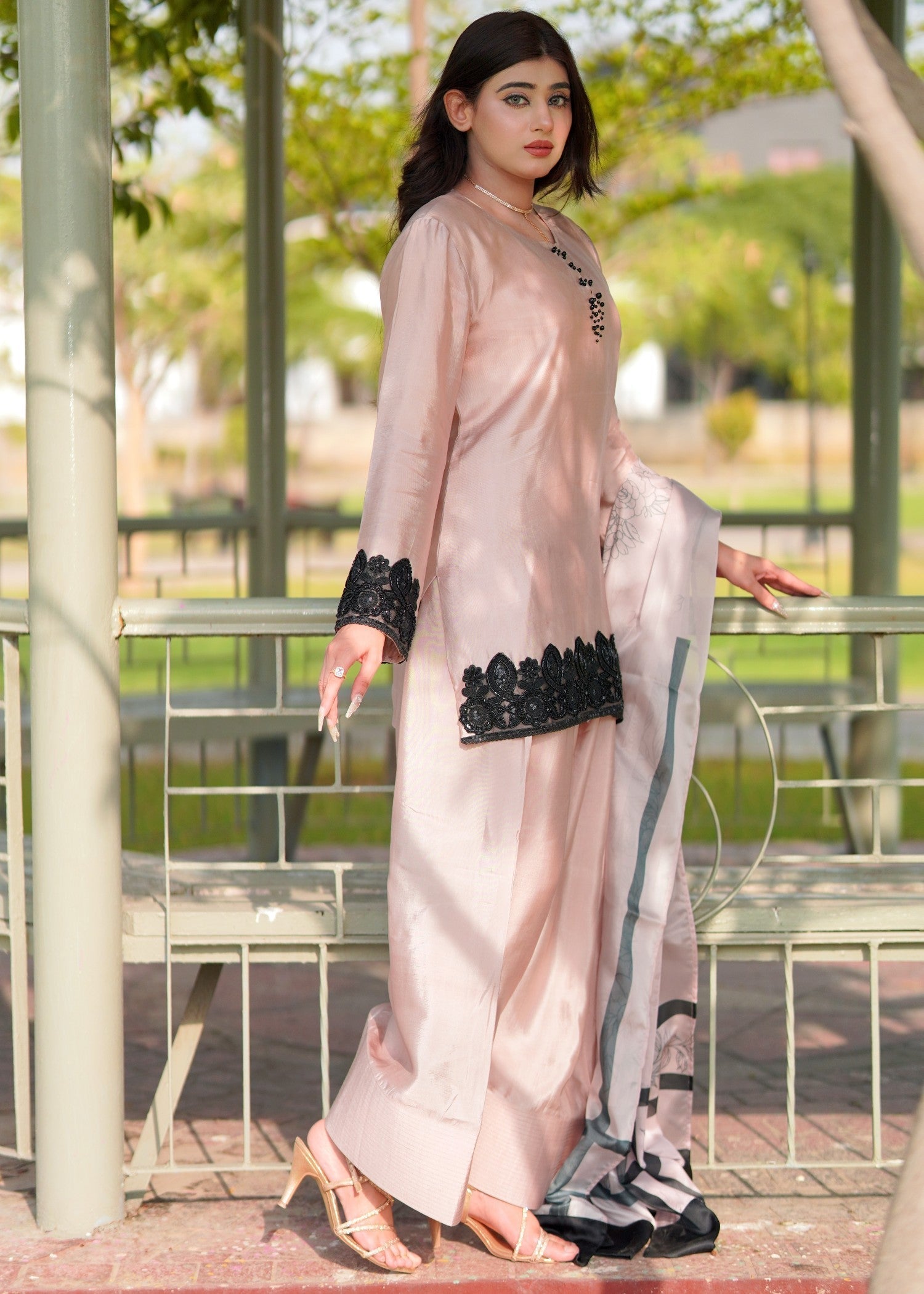 Stitch Vibes Rosee Pure Silk Farshi Shalwar Women 3pcs