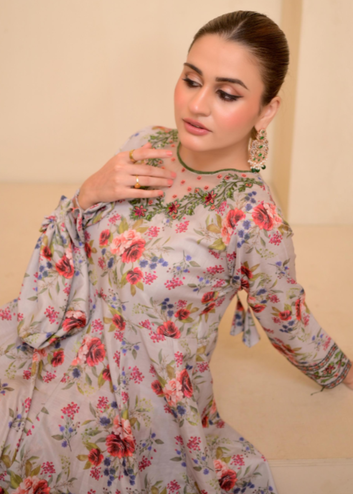 The Affordable Designer GREY FLORAL FROCK Women 2pcs