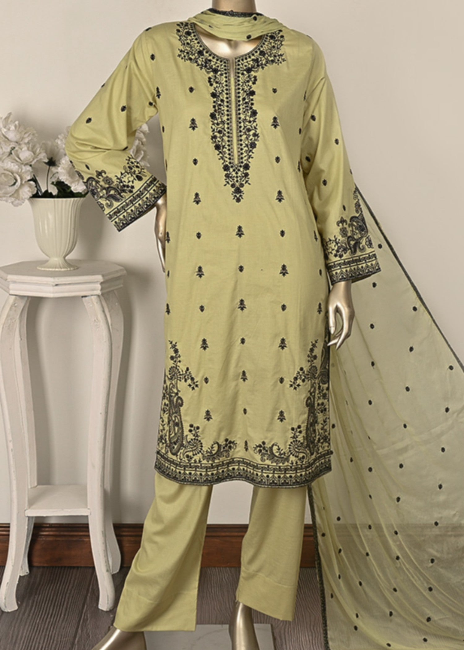 Khombi Image BZ 193 Spring Bud Daily/Basic Wear Cotton Embroidered Dress Women 3pcs