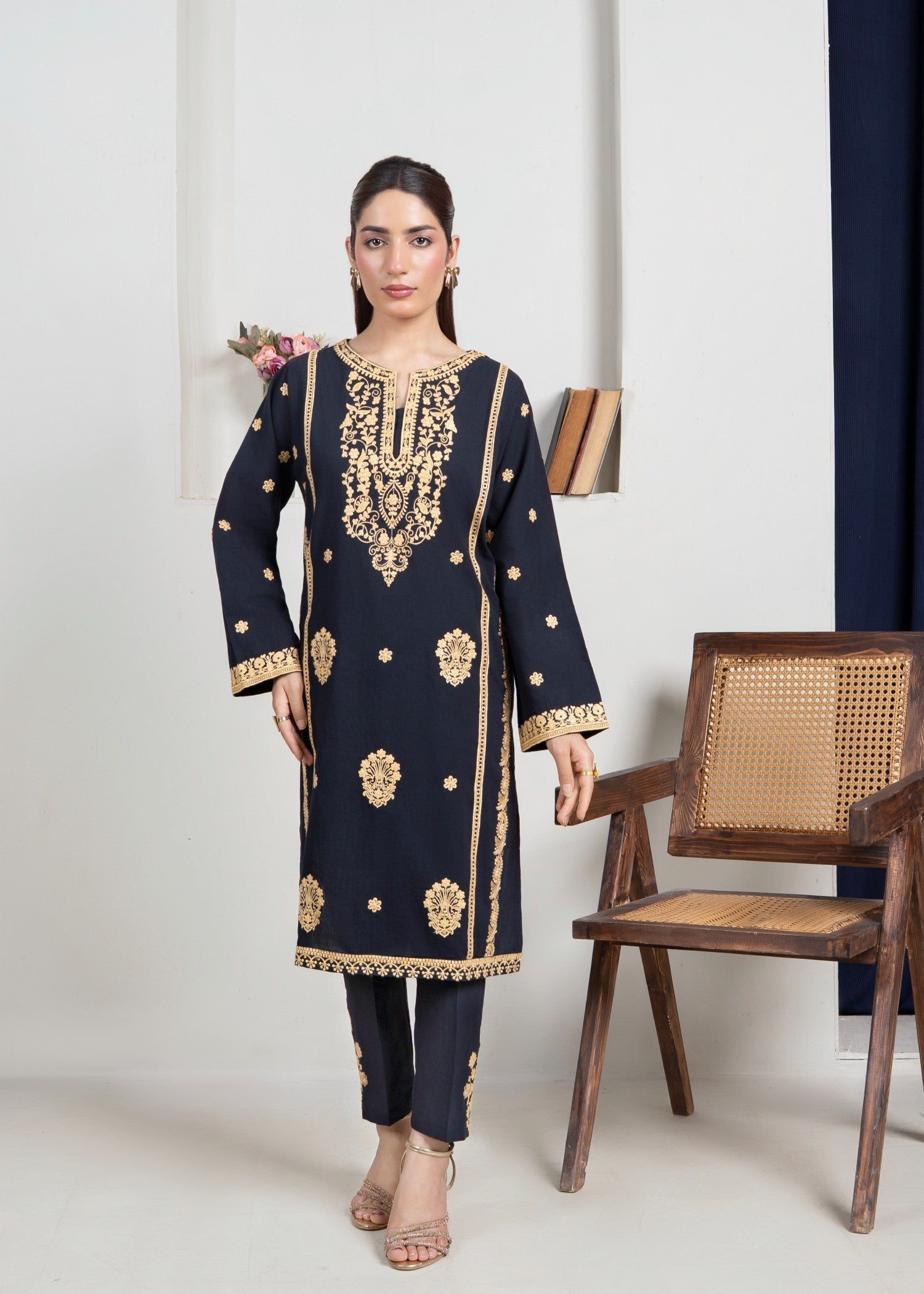 Musani Embroidered Lawn Navy Blue (Pret) Women 2pcs