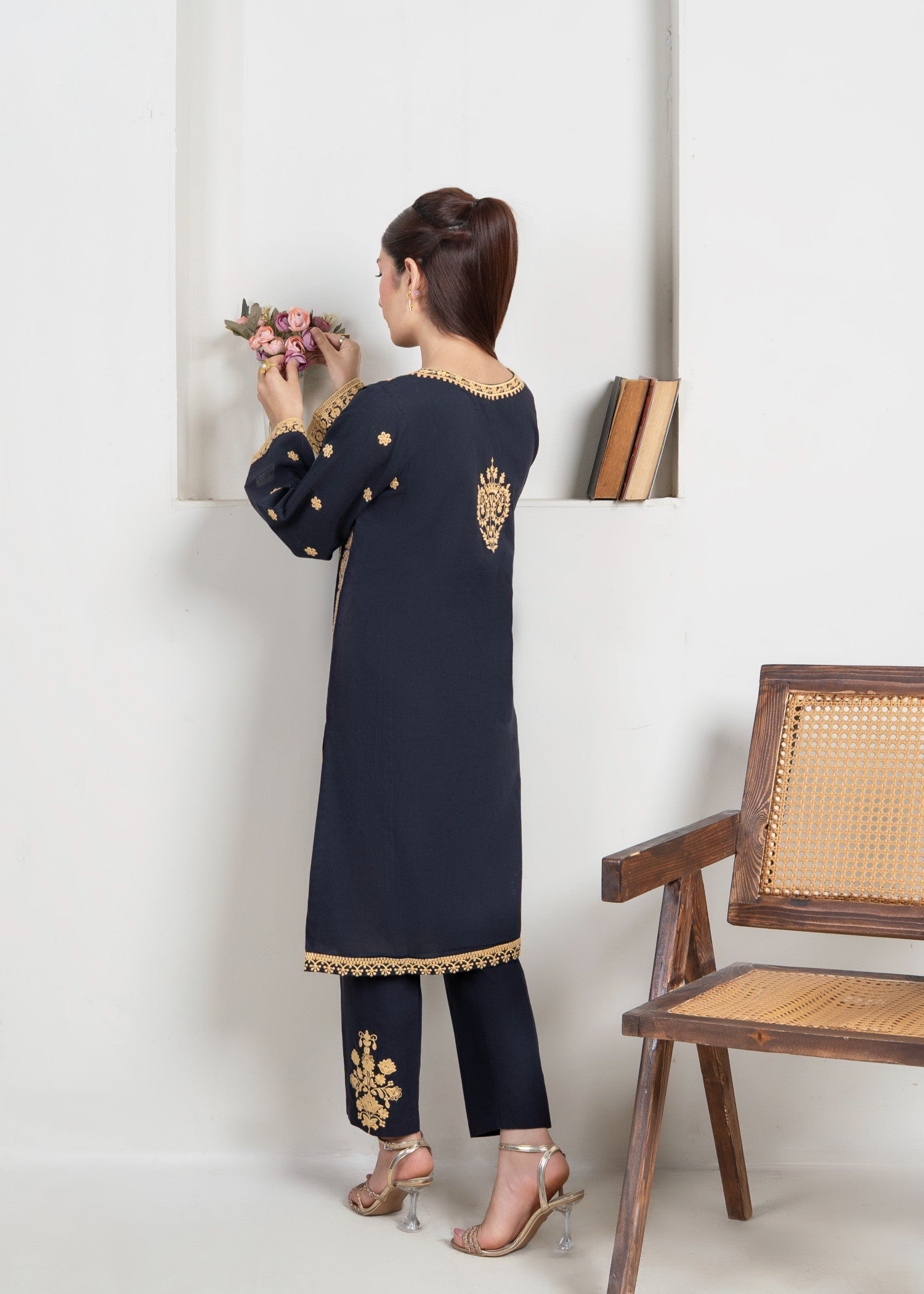 Musani Embroidered Lawn Navy Blue (Pret) Women 2pcs