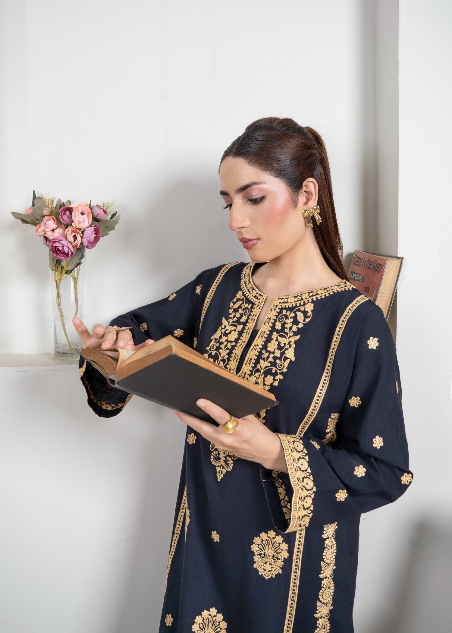 Musani Embroidered Lawn Navy Blue (Pret) Women 2pcs