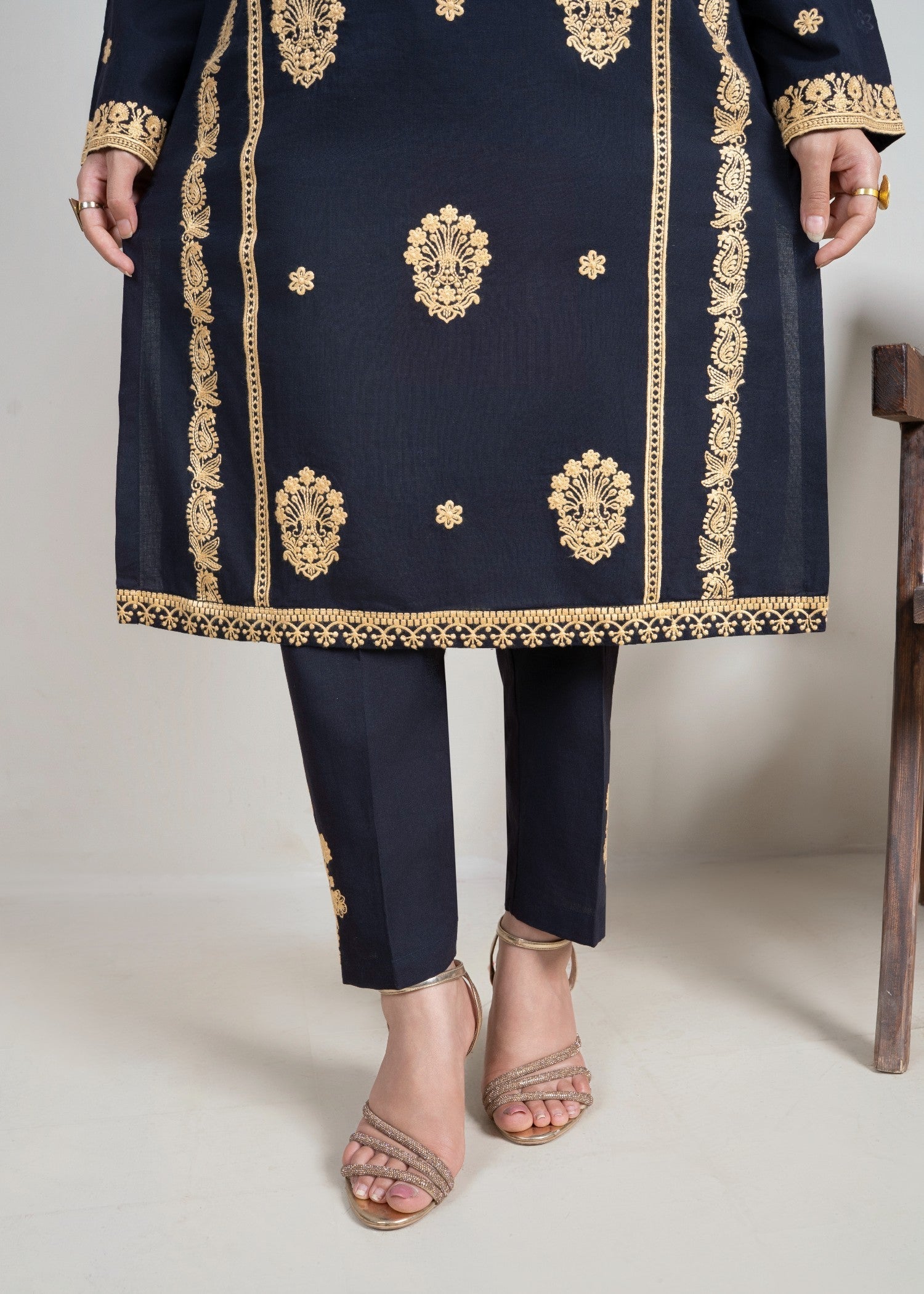 Musani Embroidered Lawn Navy Blue (Pret) Women 2pcs