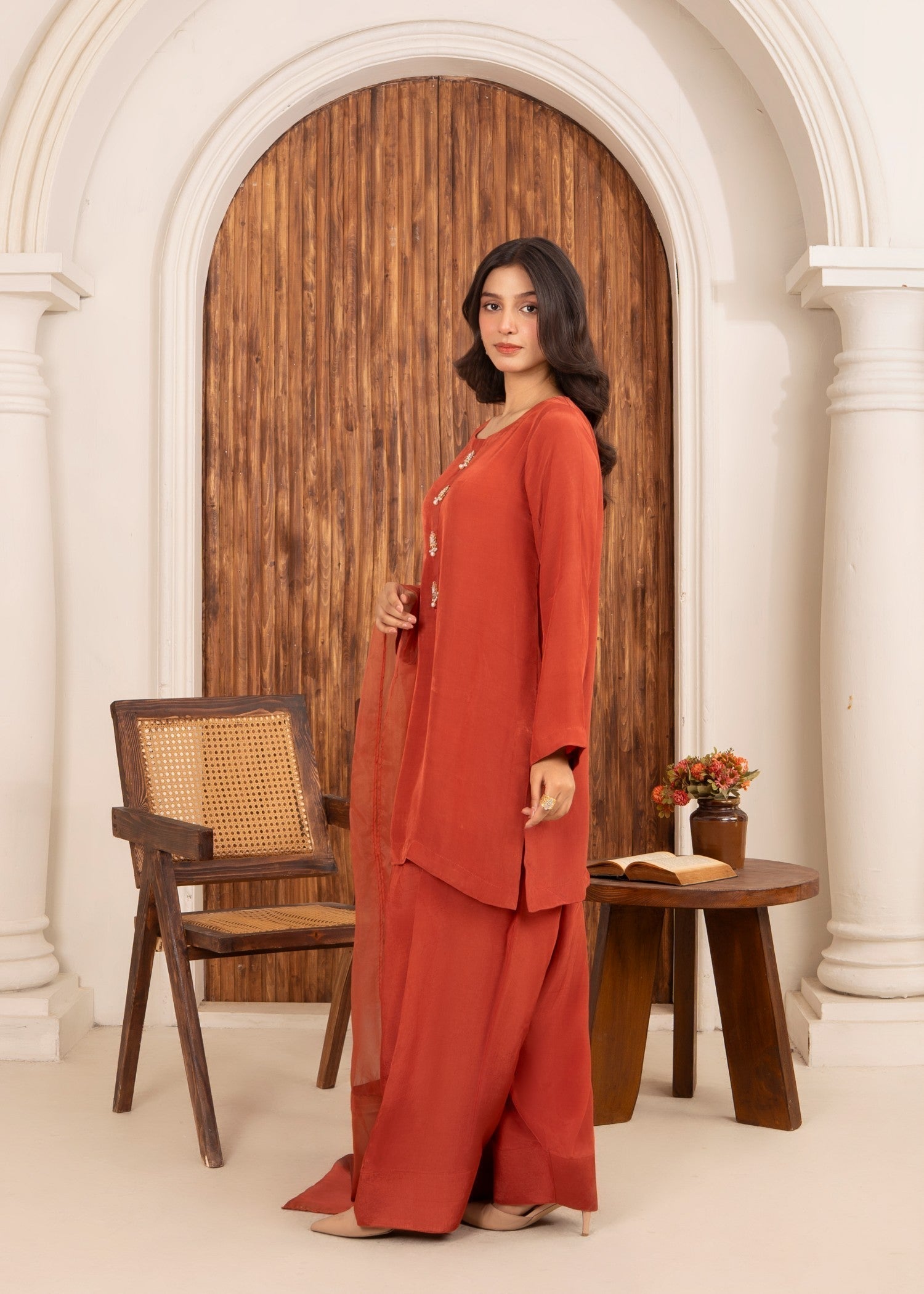 Ray Online Store Rust Kundan Farshi Shalwar Set Women 3pcs