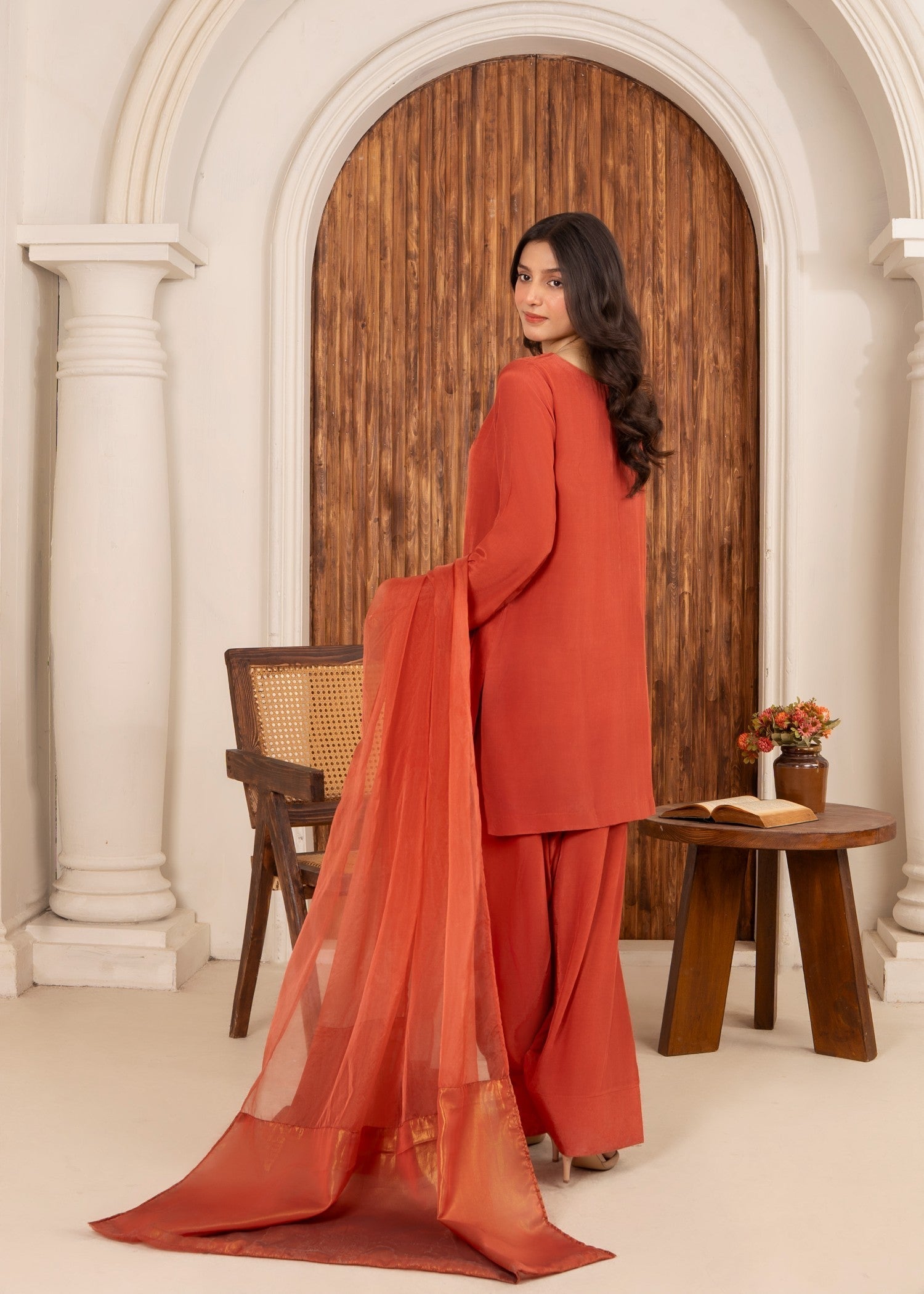 Ray Online Store Rust Kundan Farshi Shalwar Set Women 3pcs