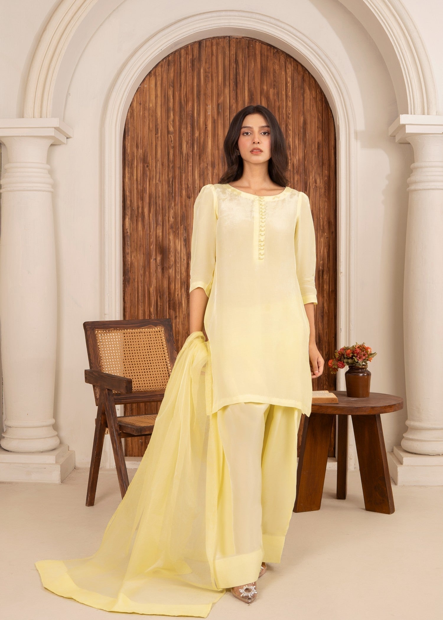 Ray Online Store Yellow Silk Farshi Set Women 3pcs