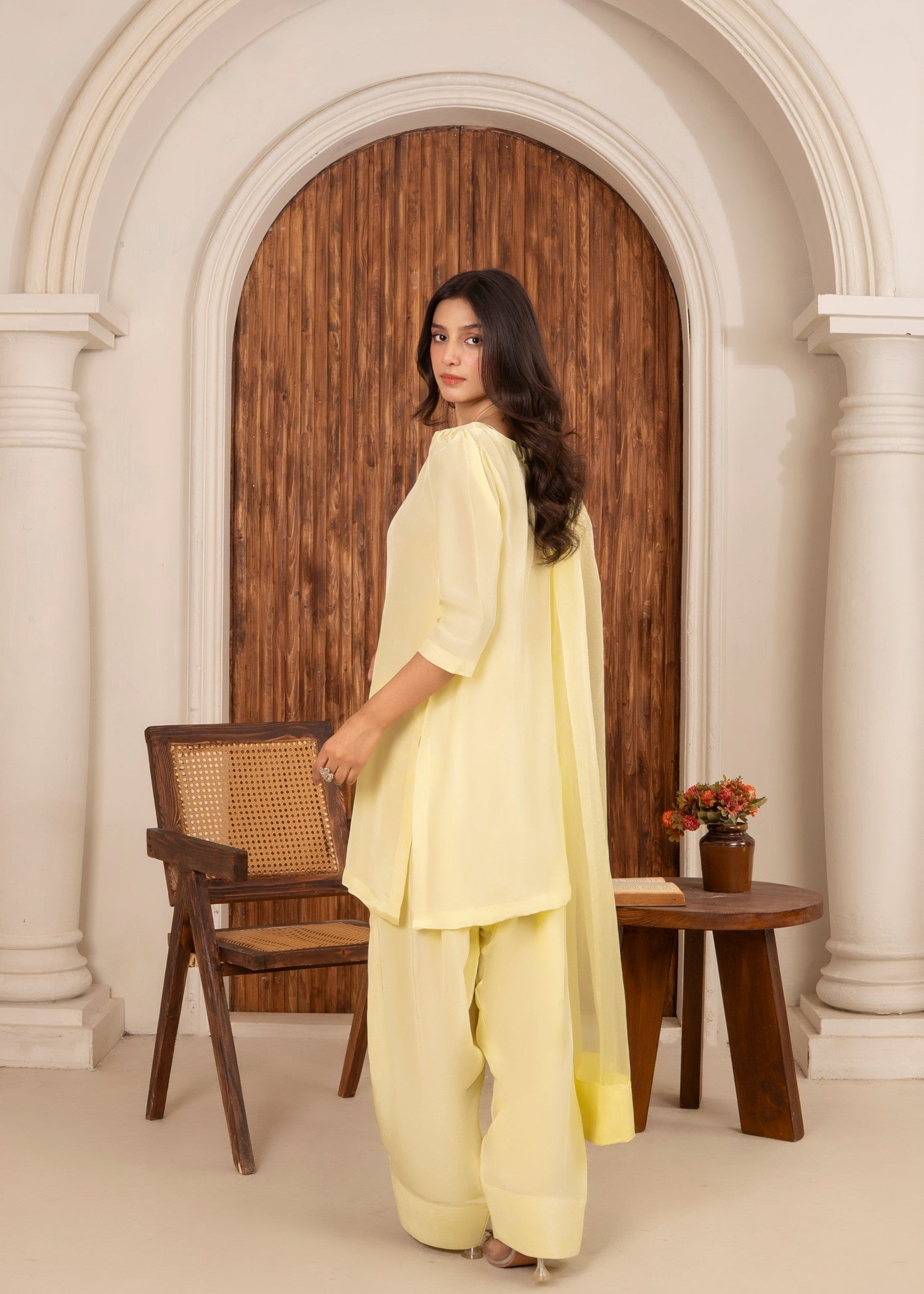 Ray Online Store Yellow Silk Farshi Set Women 3pcs