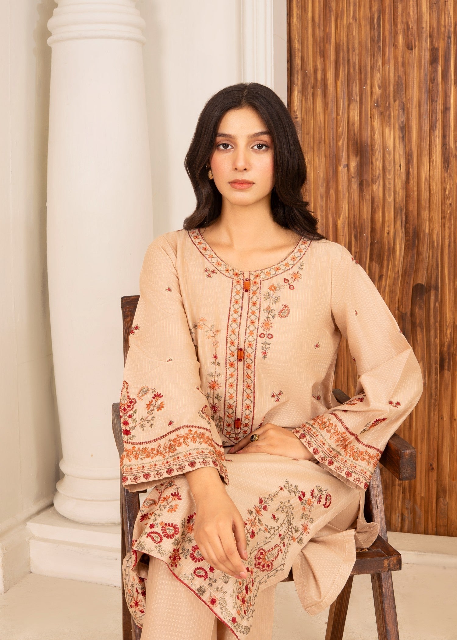 Abeera Art No: AB 033 – Statement Embroidery on Classic Cotton Women 2pcs