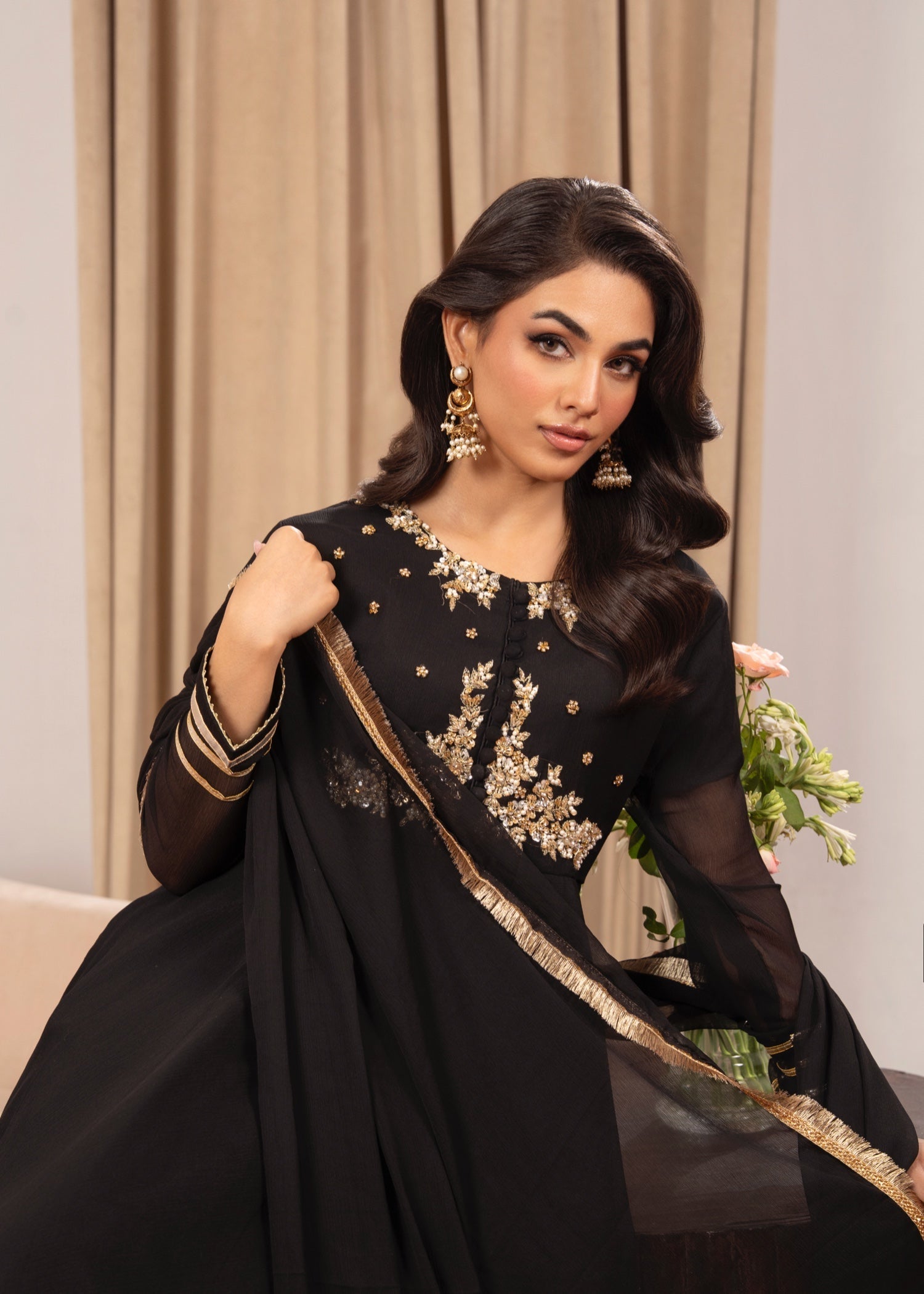 Maira Fashion Black Sharara 42 Women 4pcs