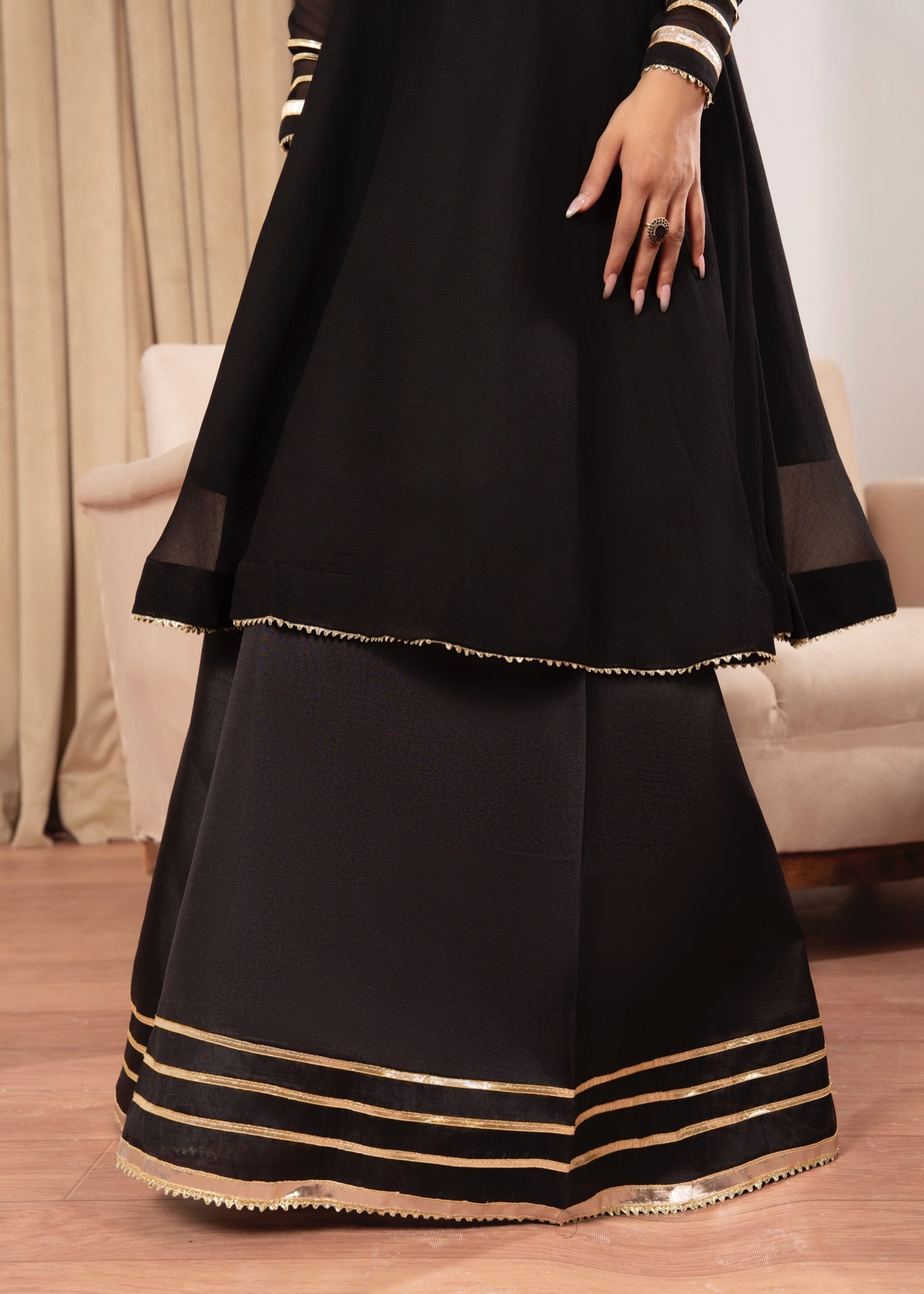 Maira Fashion Black Sharara 42 Women 4pcs