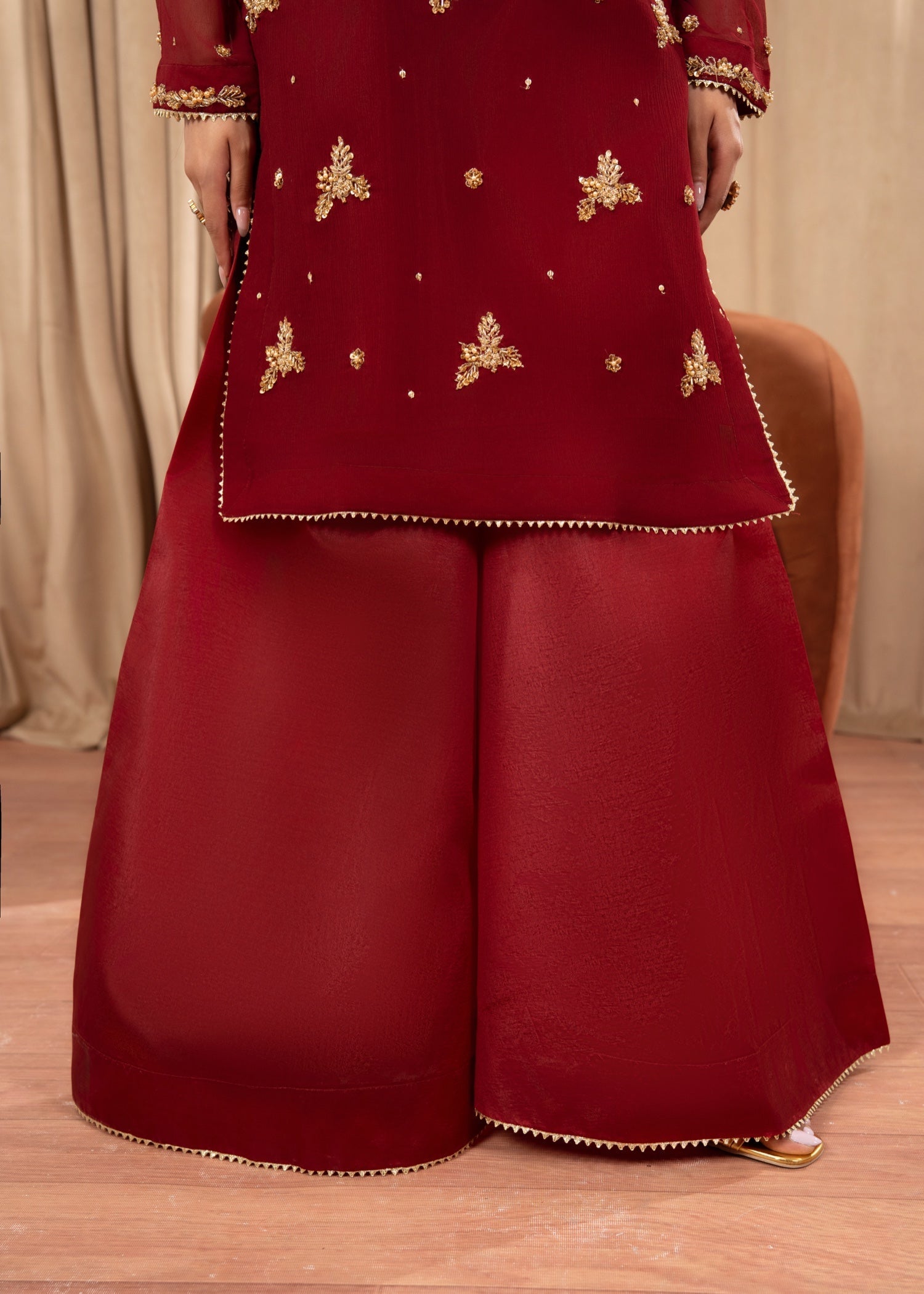 Maira Fashion Red Sharara46 Women 4pcs