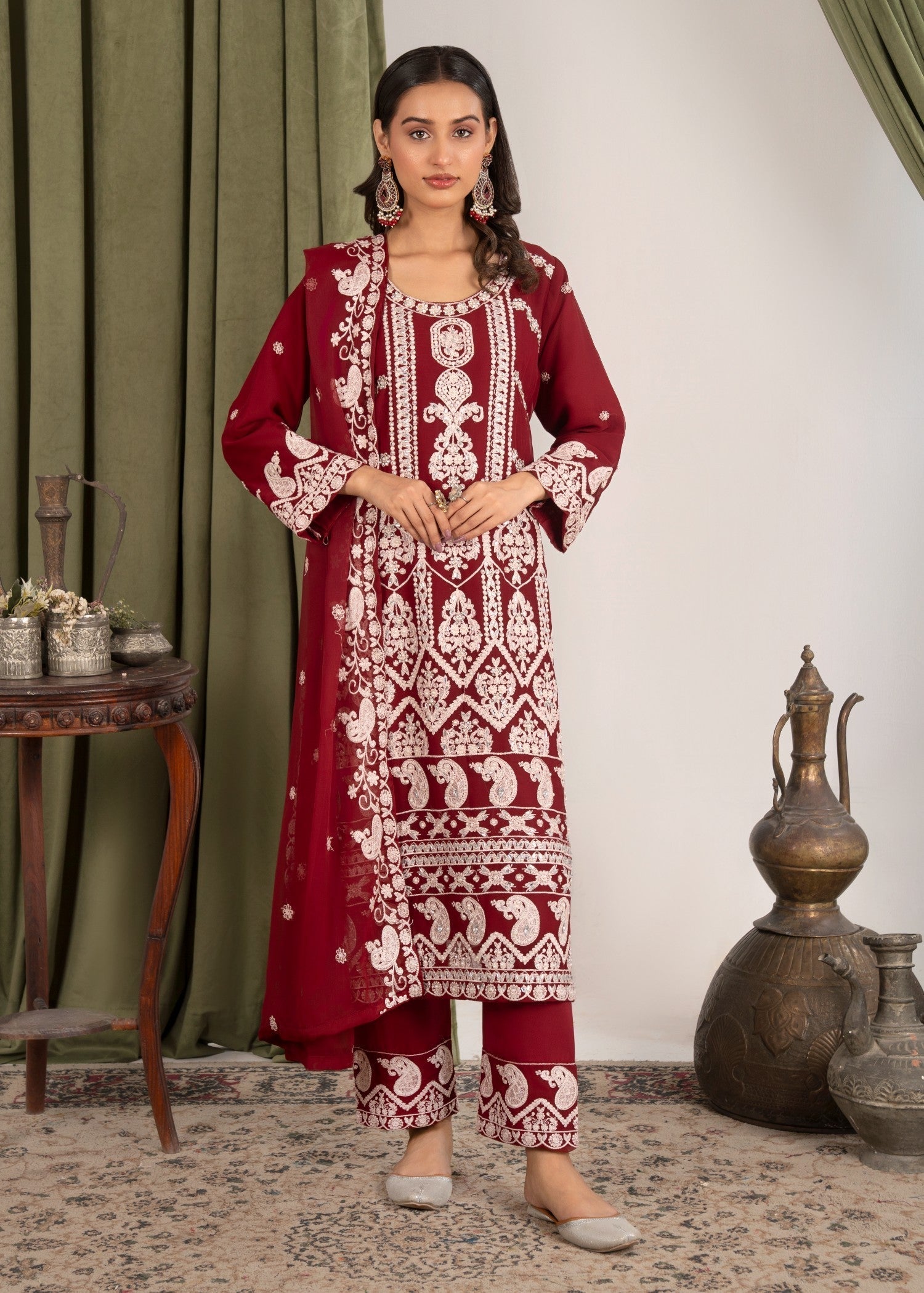 Four Season Boutique AFROZ MAROON Women 3pcs