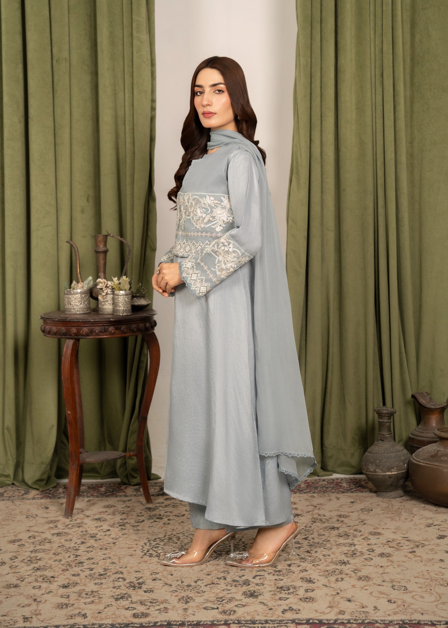 Yolo Pret Embroidered Raw Silk Koti with Frock FATAH F25 0023 Women 4pcs