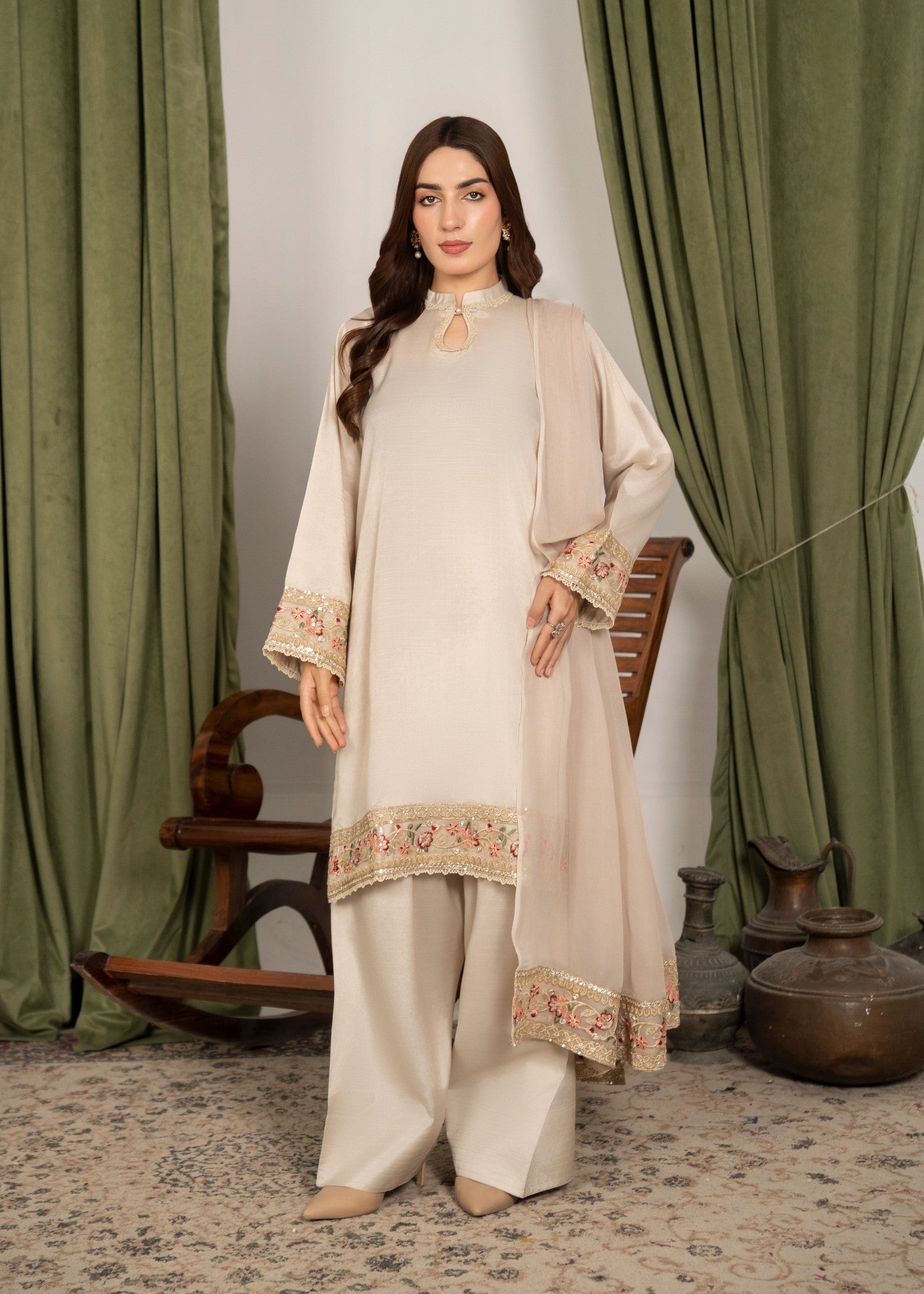 Yolo Pret Embroidered Raw Silk with Farshi Shalwar FATAH F25 0022 Women 3pcs