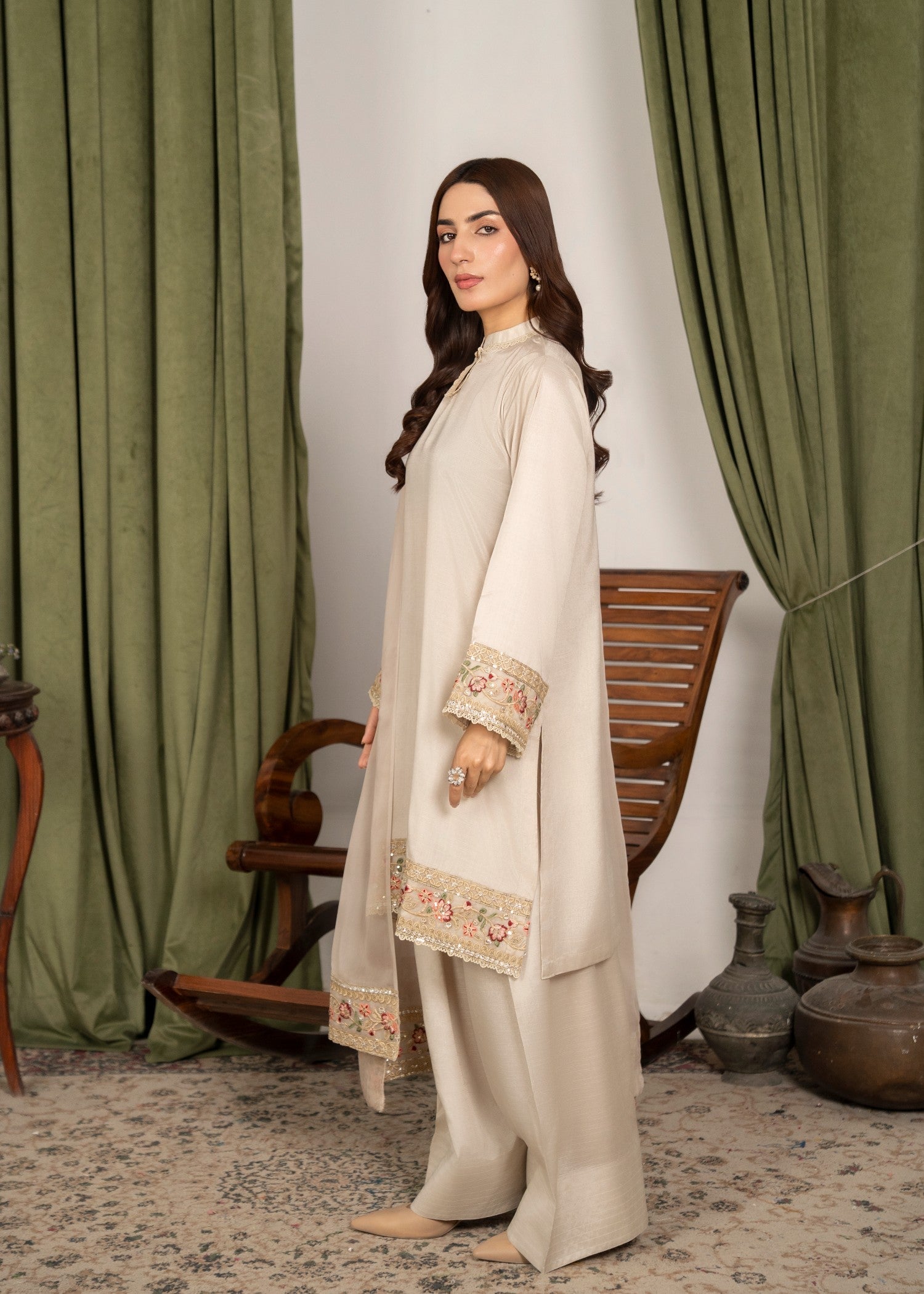 Yolo Pret Embroidered Raw Silk with Farshi Shalwar FATAH F25 0022 Women 3pcs