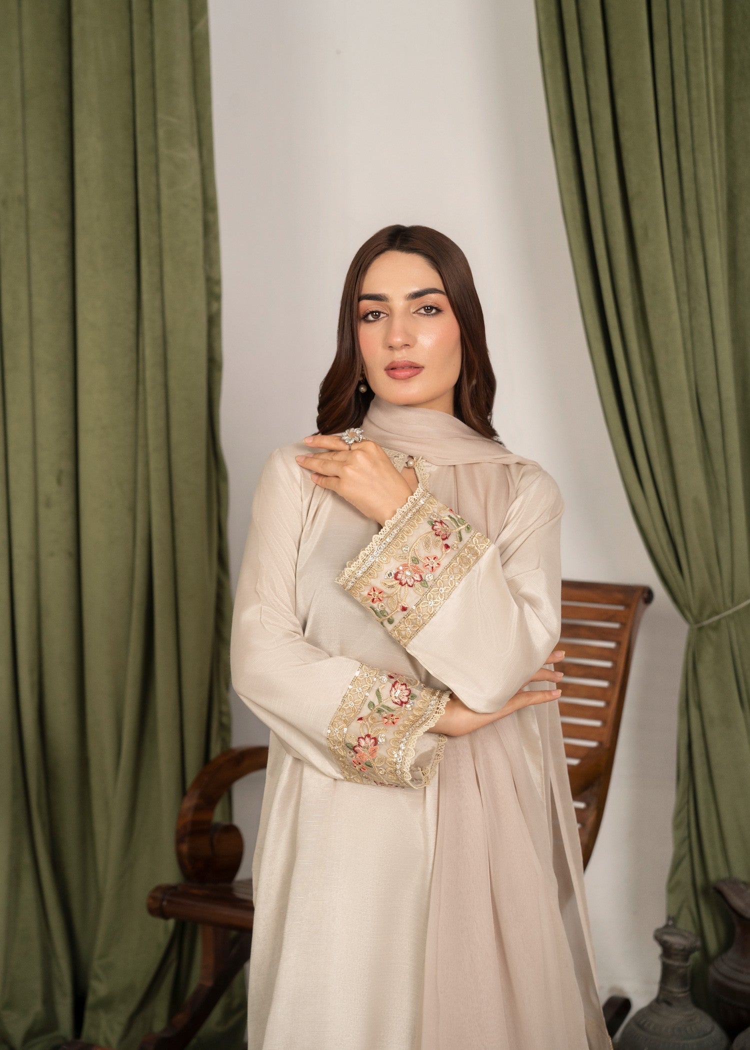 Yolo Pret Embroidered Raw Silk with Farshi Shalwar FATAH F25 0022 Women 3pcs