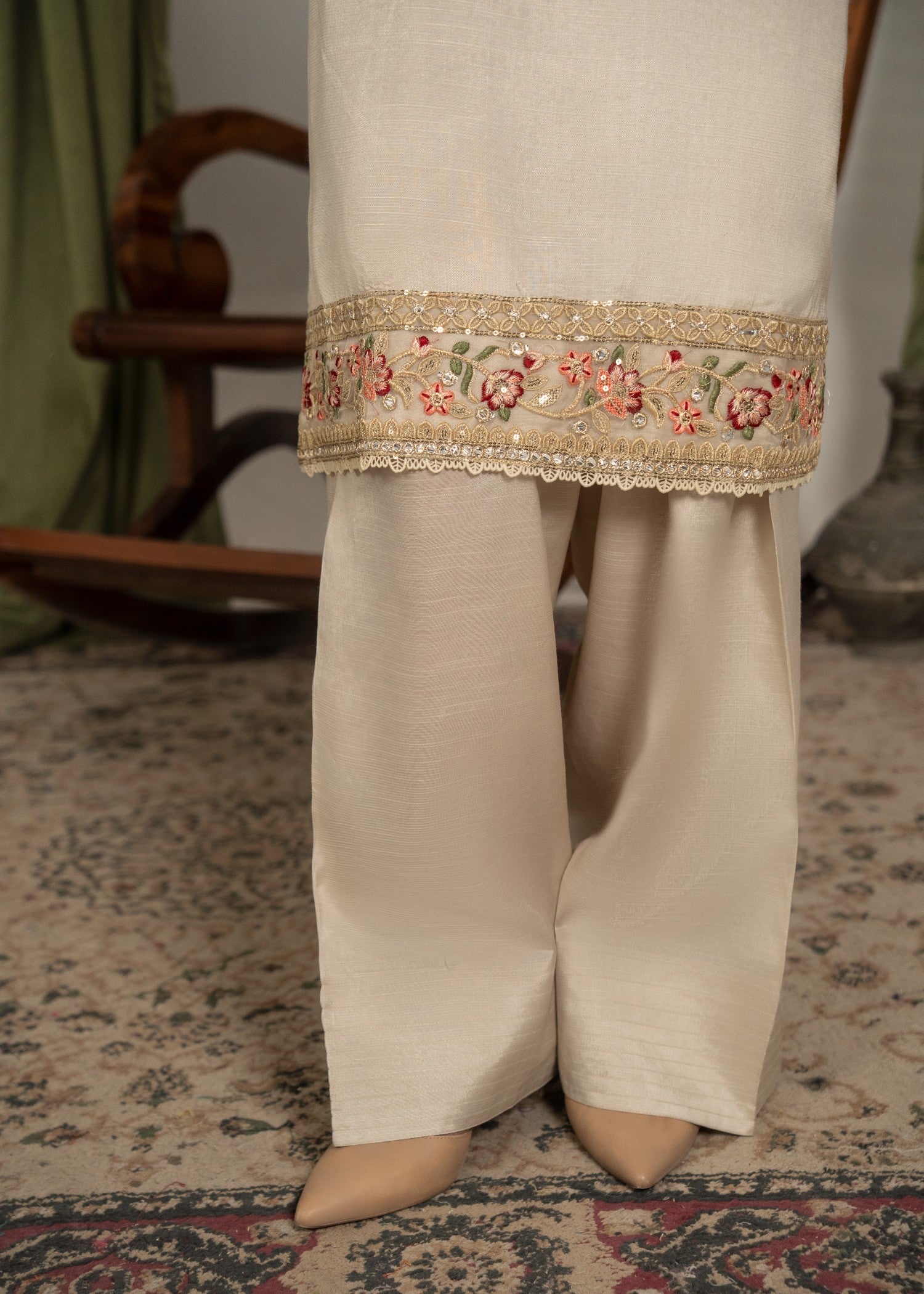 Yolo Pret Embroidered Raw Silk with Farshi Shalwar FATAH F25 0022 Women 3pcs