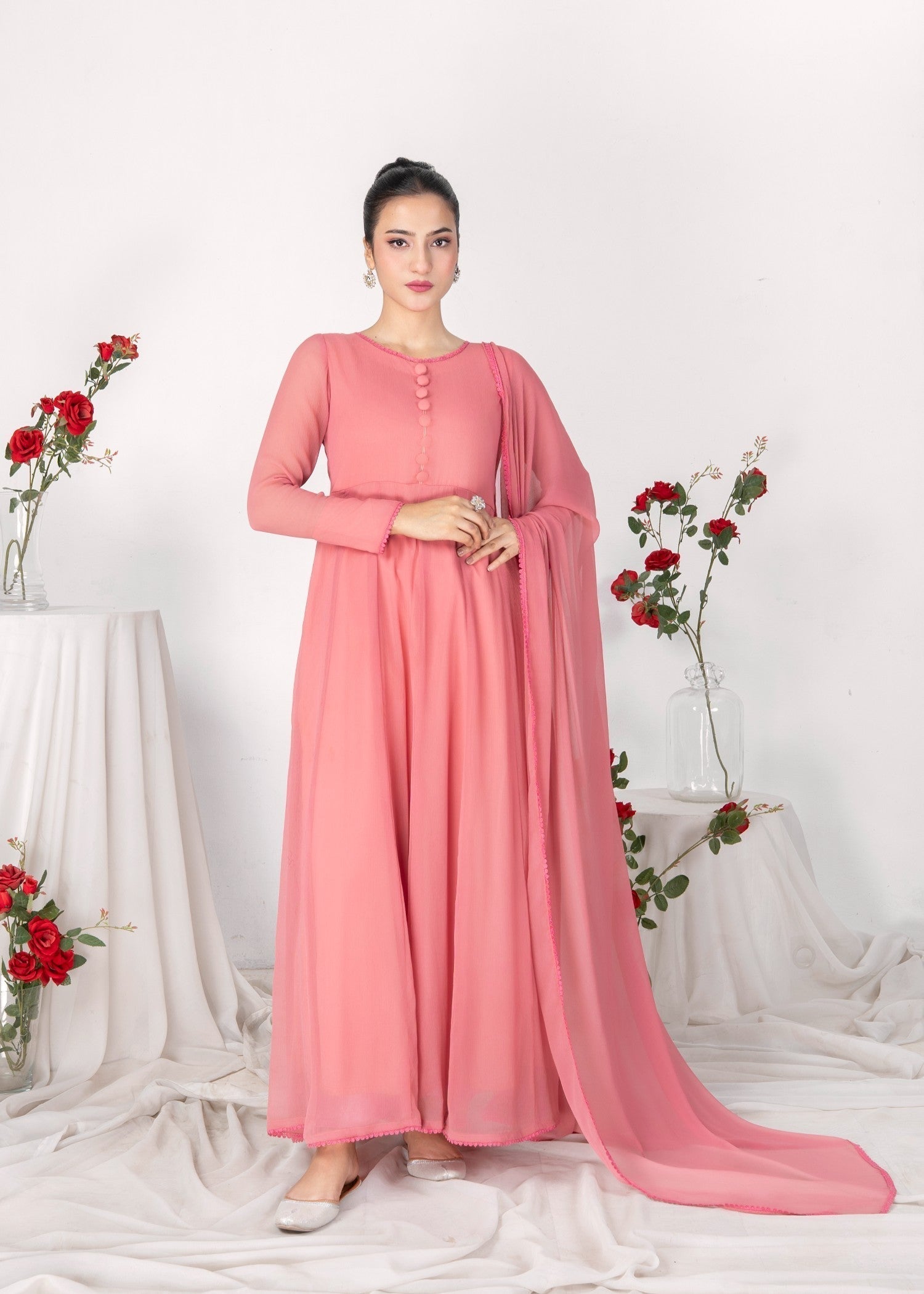 Alyssa PEACH CHIFFON MAXI Women 3pcs