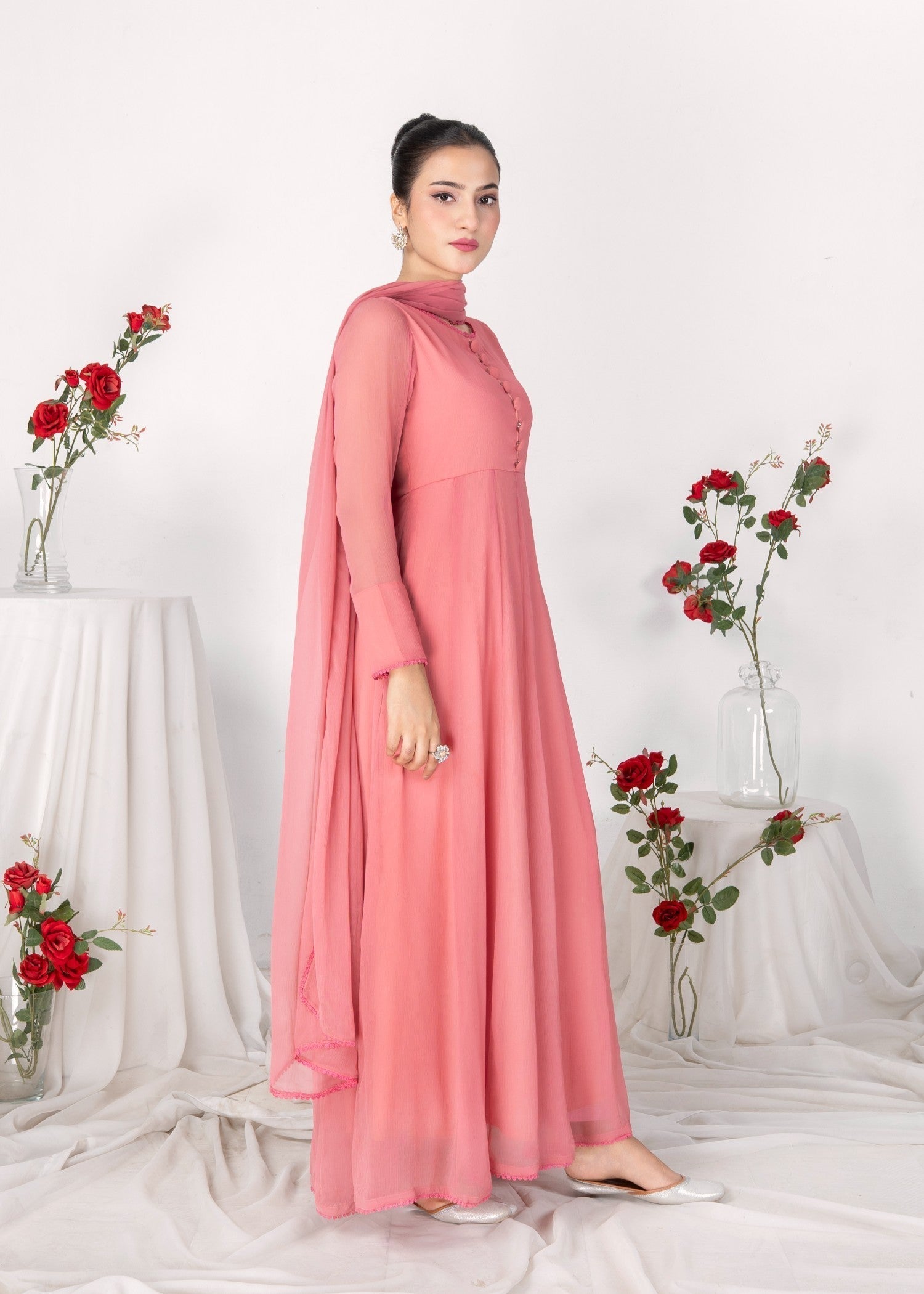 Alyssa PEACH CHIFFON MAXI Women 3pcs