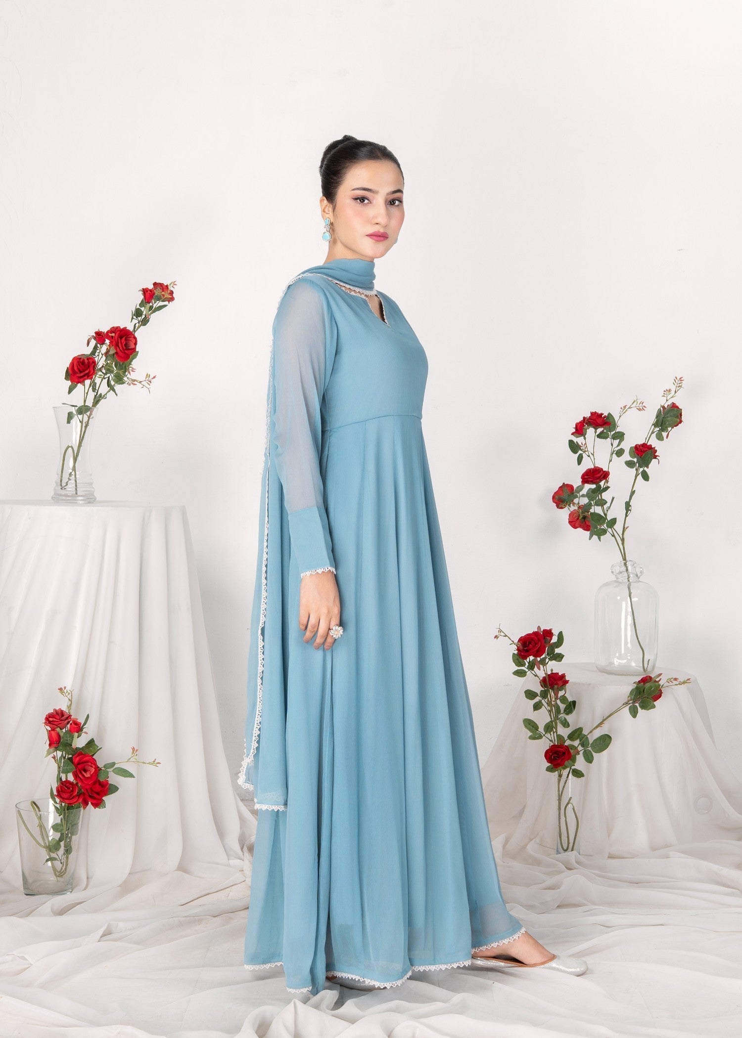 Alyssa LIGHT BLUE CHIFFON MAXI Women 3pcs