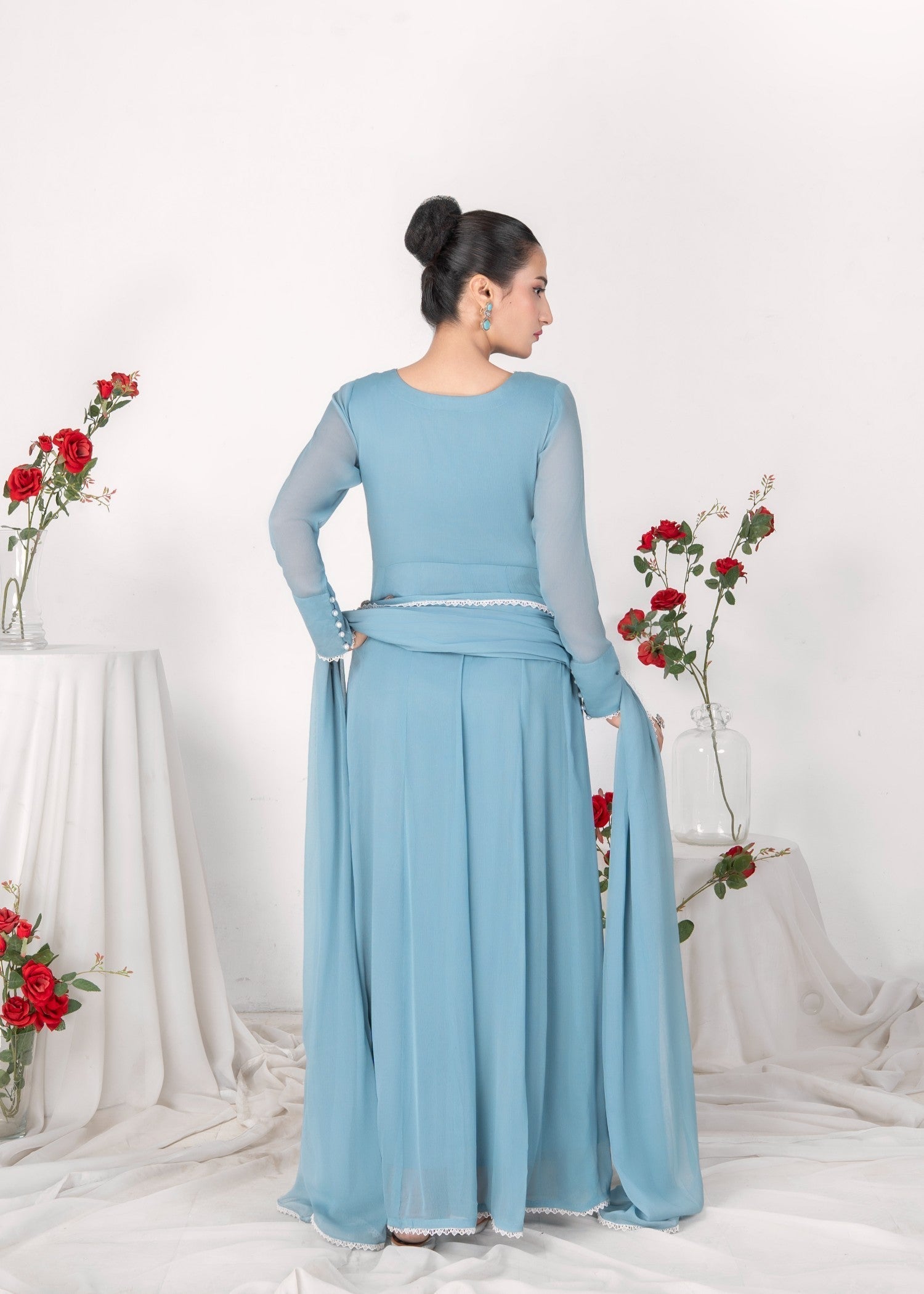Alyssa LIGHT BLUE CHIFFON MAXI Women 3pcs