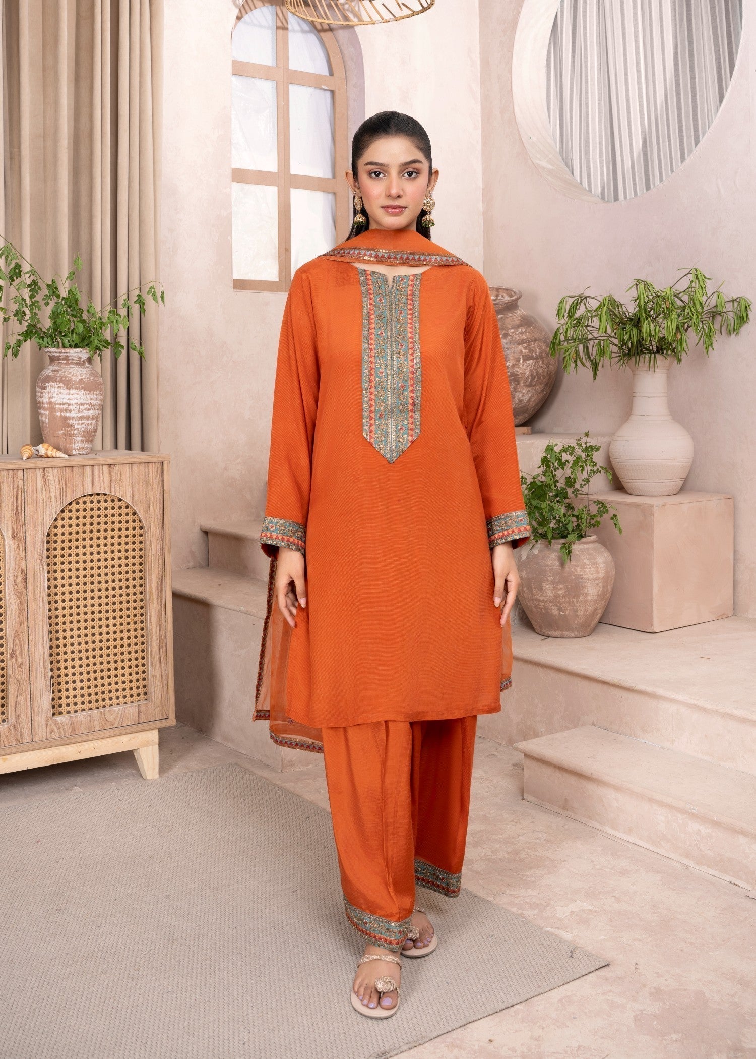 Meem Designs Orange Farshi Women 3pcs