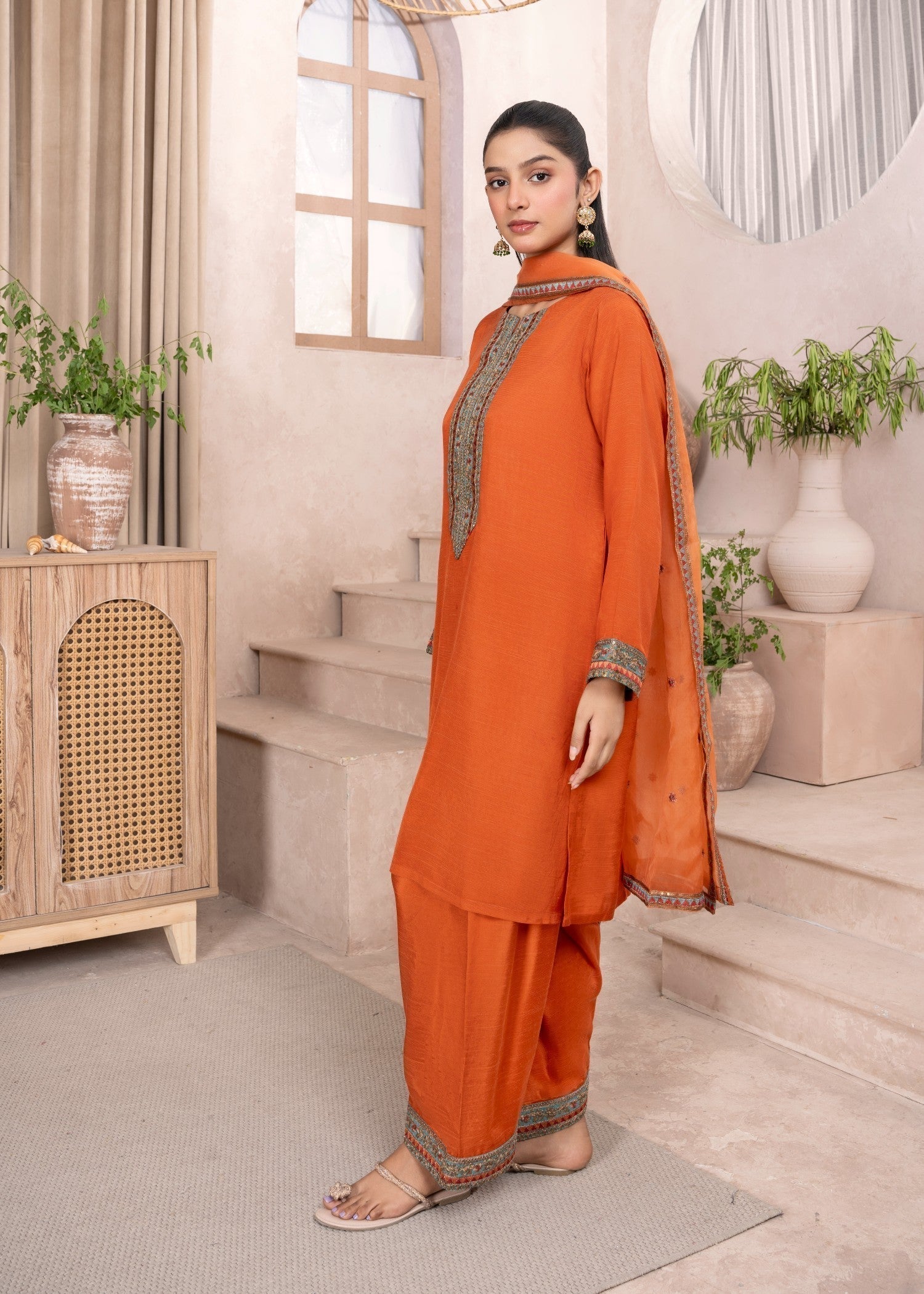 Meem Designs Orange Farshi Women 3pcs