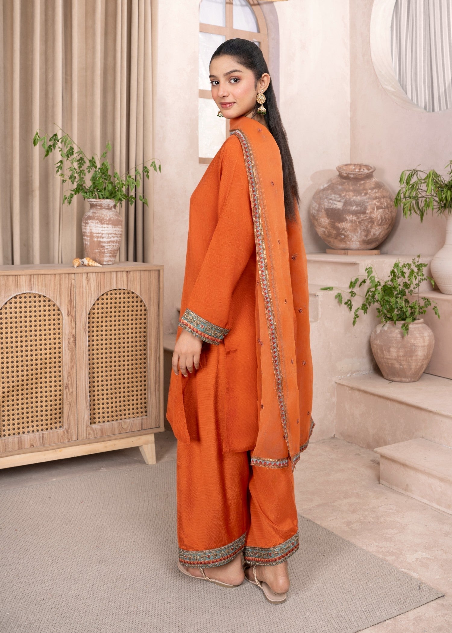 Meem Designs Orange Farshi Women 3pcs