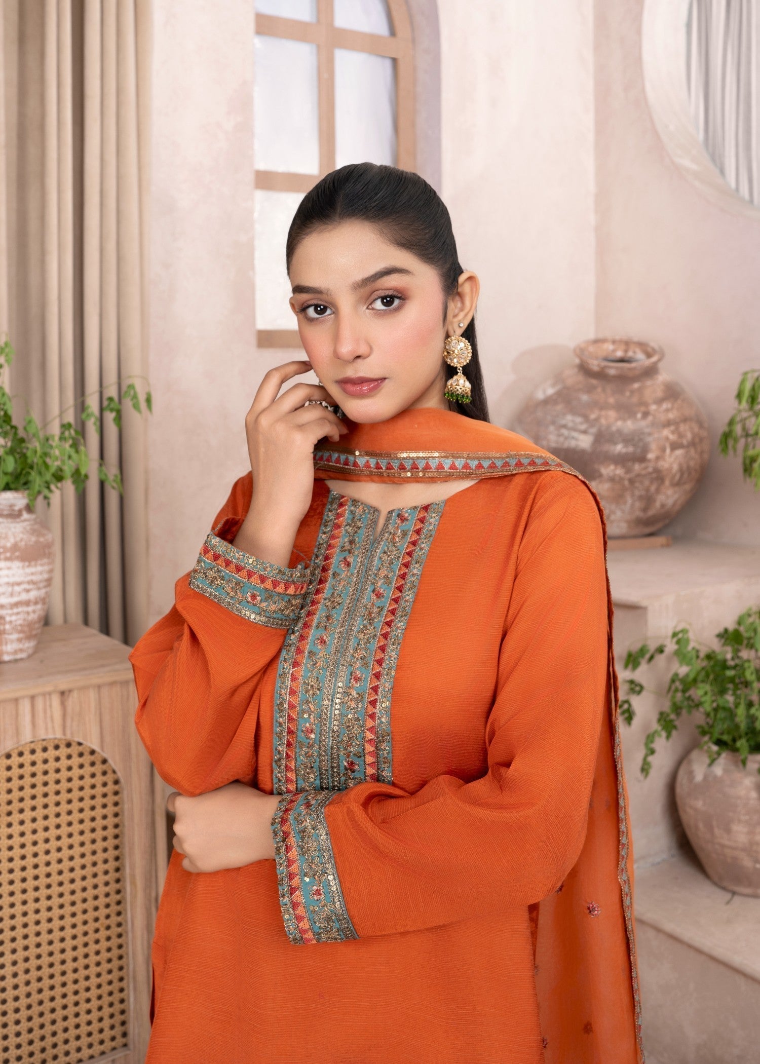 Meem Designs Orange Farshi Women 3pcs