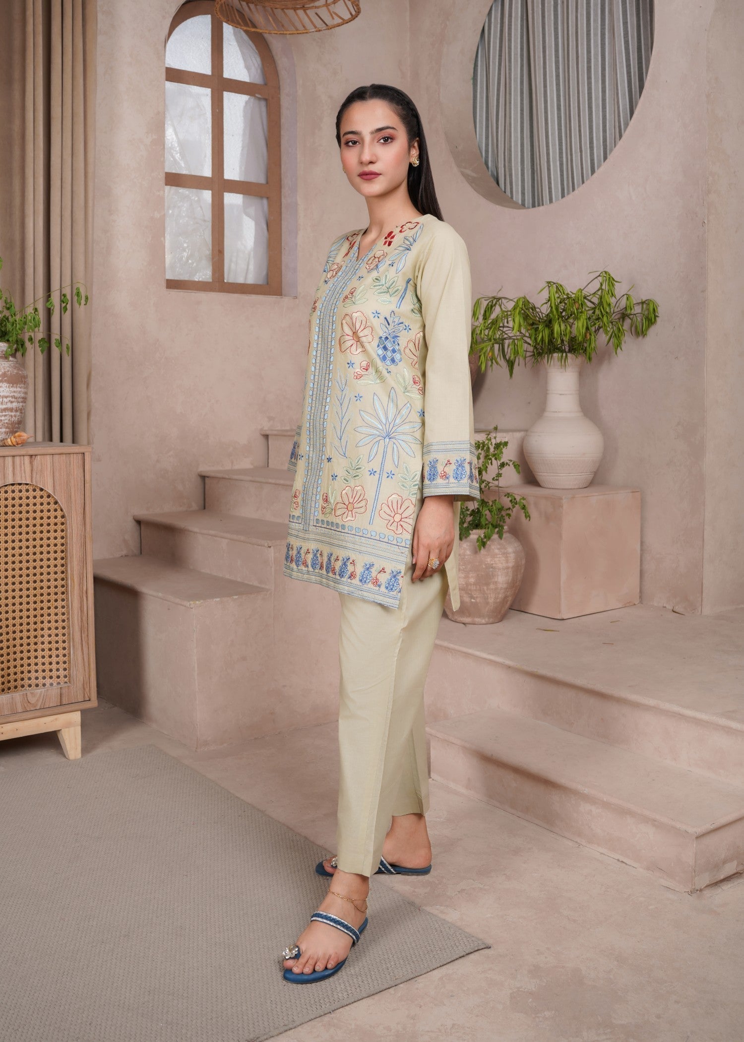 Ramal Funky Flora embroidered lawn dress Women 2pcs