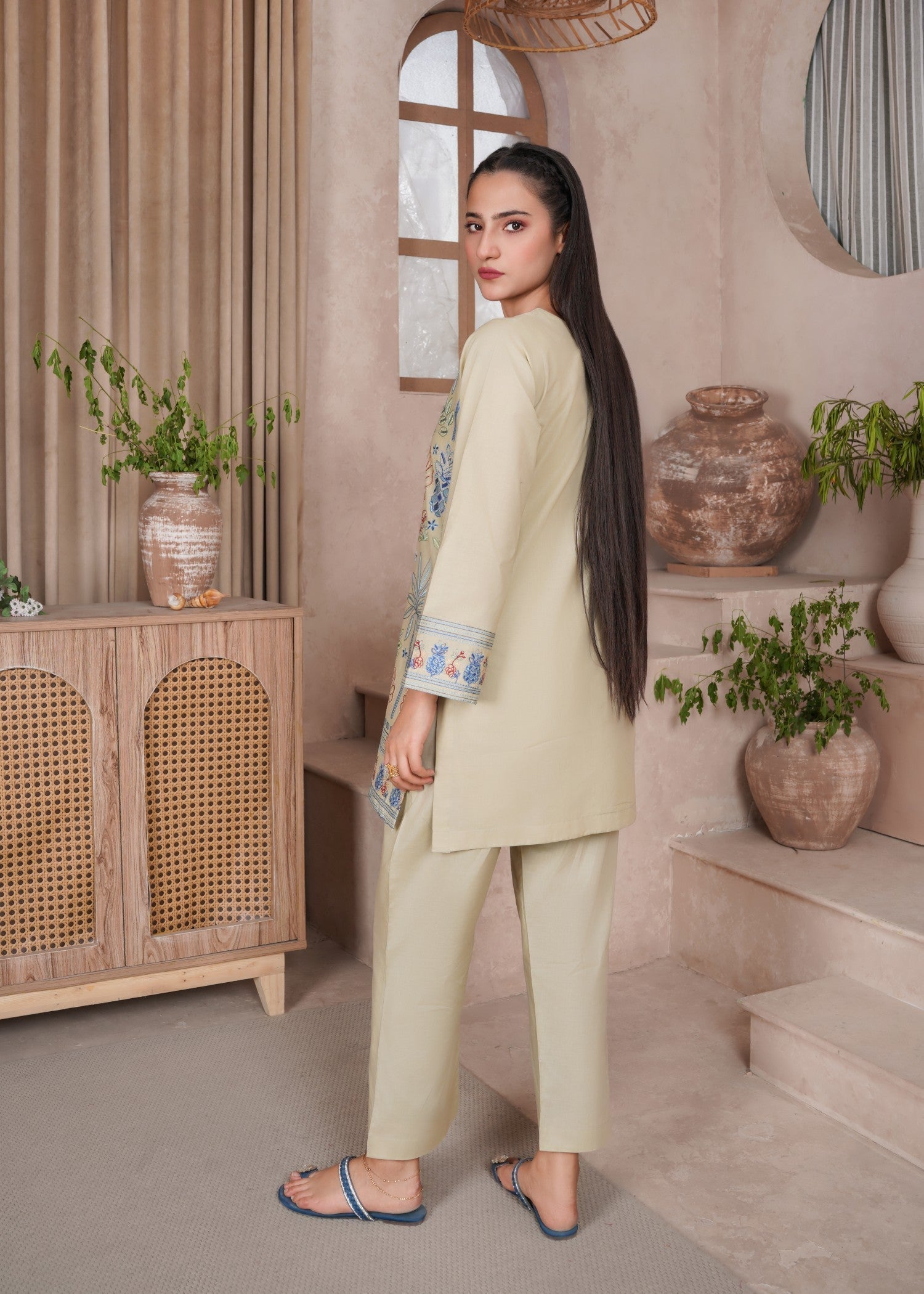 Ramal Funky Flora embroidered lawn dress Women 2pcs