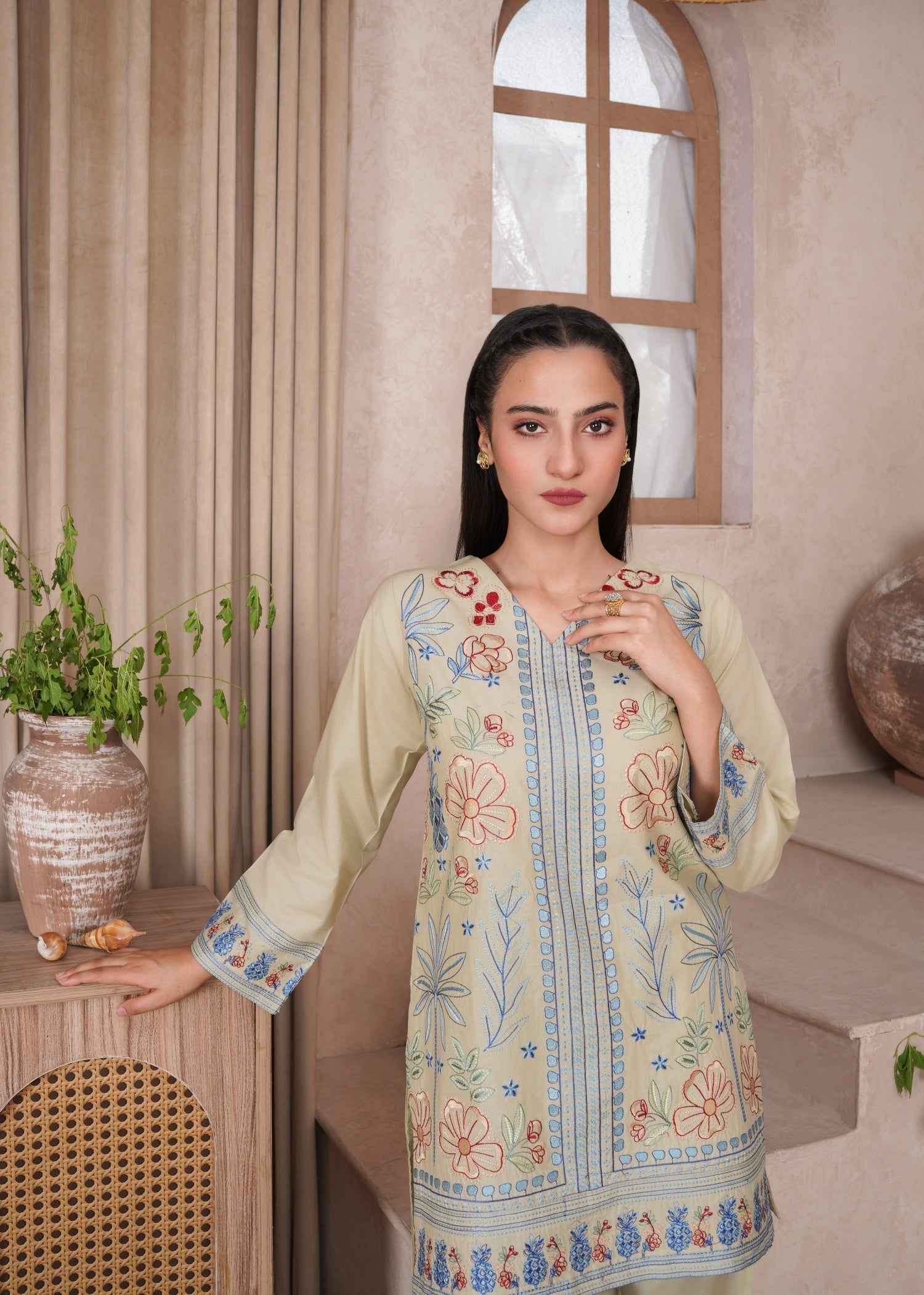 Ramal Funky Flora embroidered lawn dress Women 2pcs