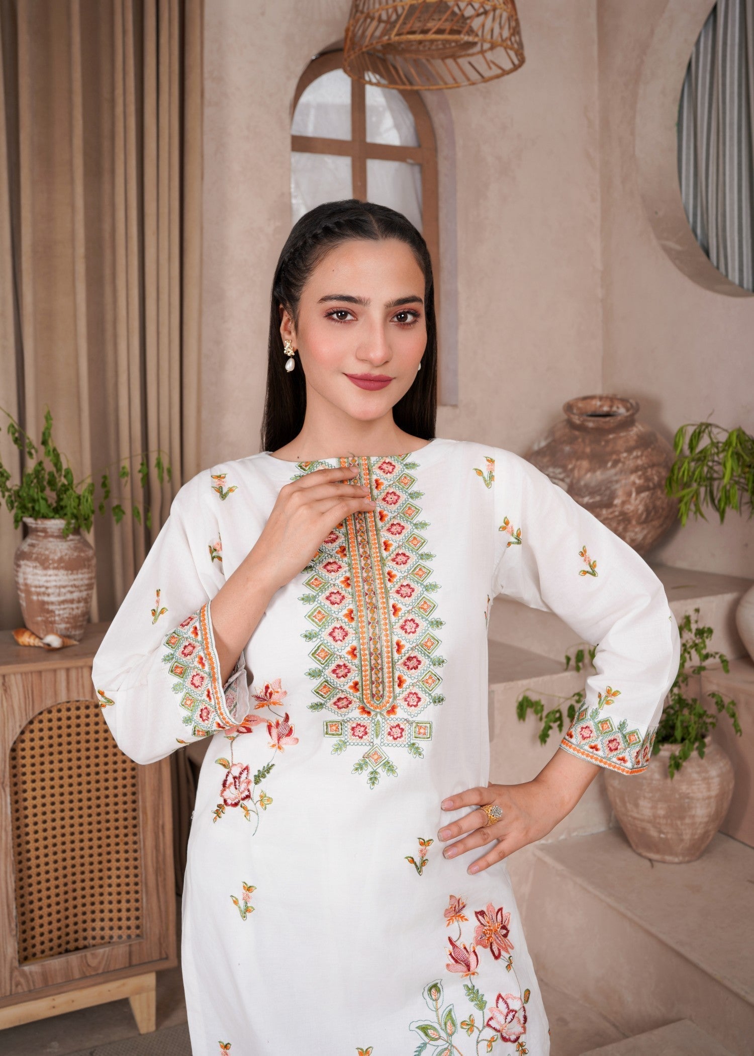 Ramal Flora stitched embroidered lawn dress Women 2pcs