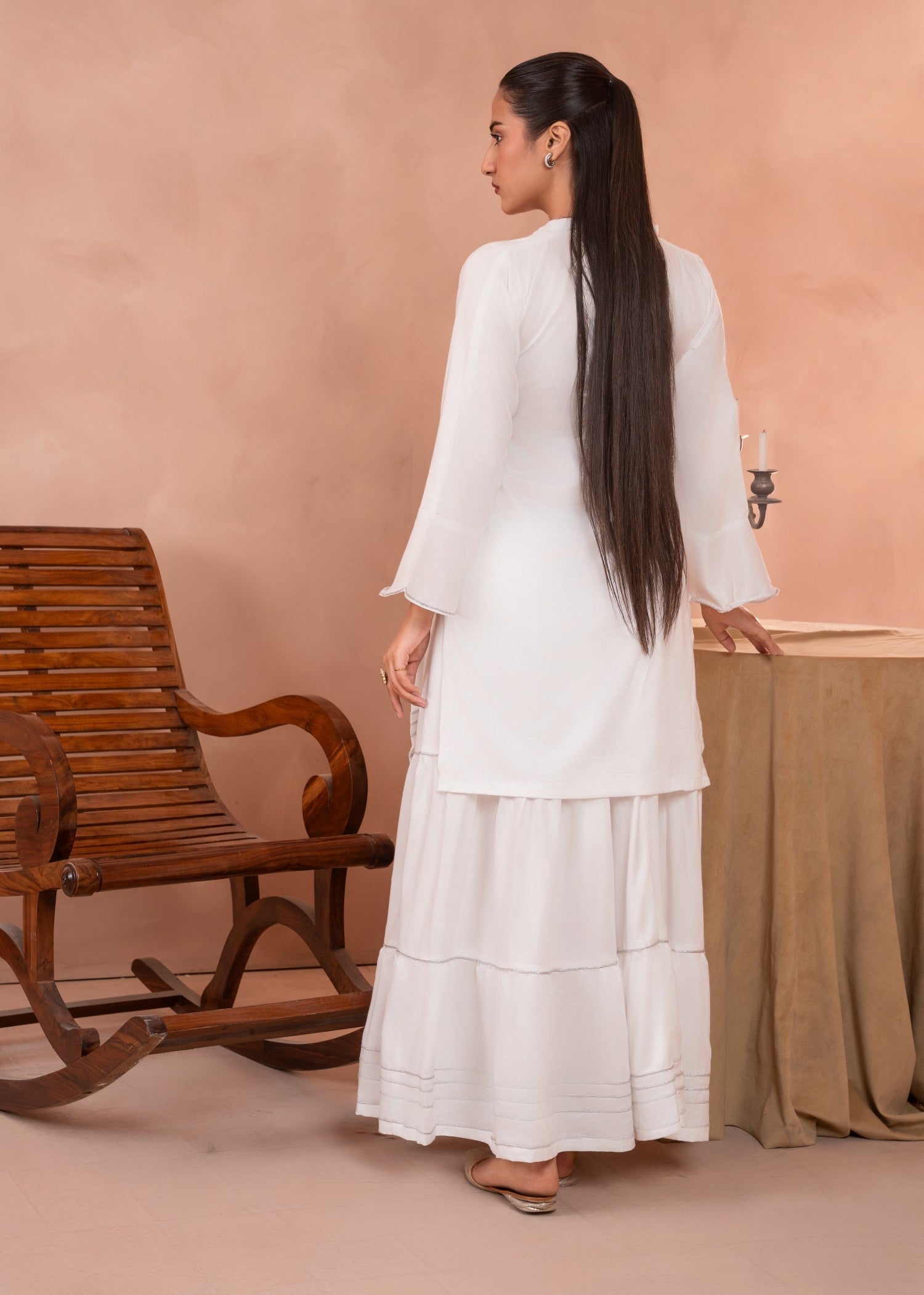 Zeekstore white short shirt with lehnga Women 2pcs