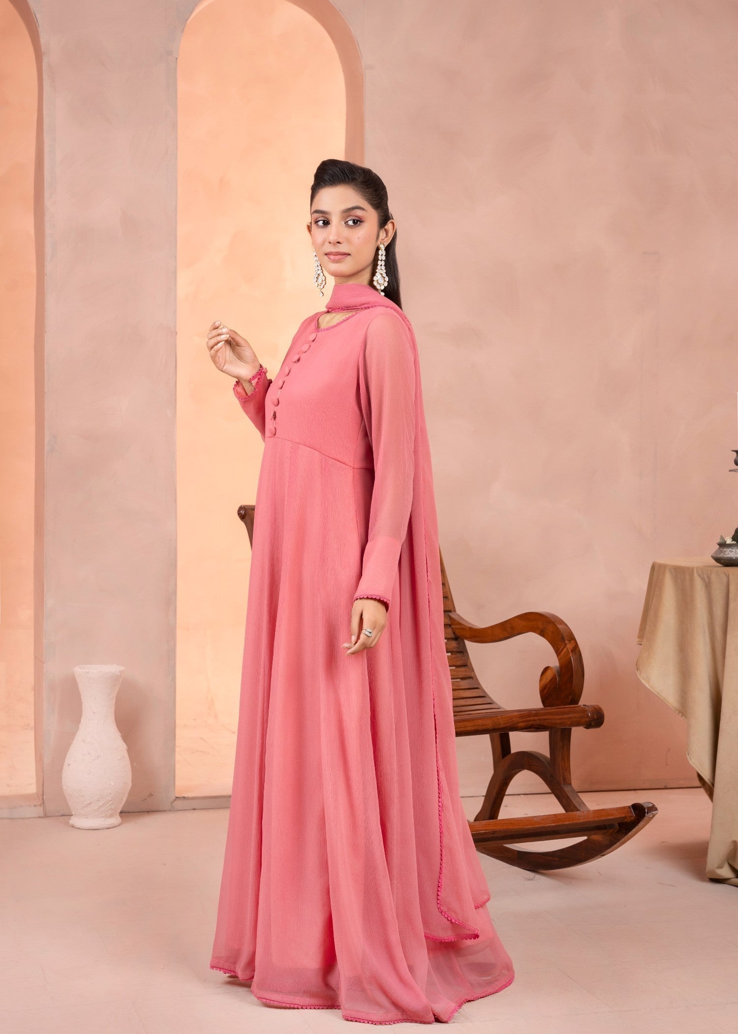 Alyssa PEACH CHIFFON MAXI Women 3pcs