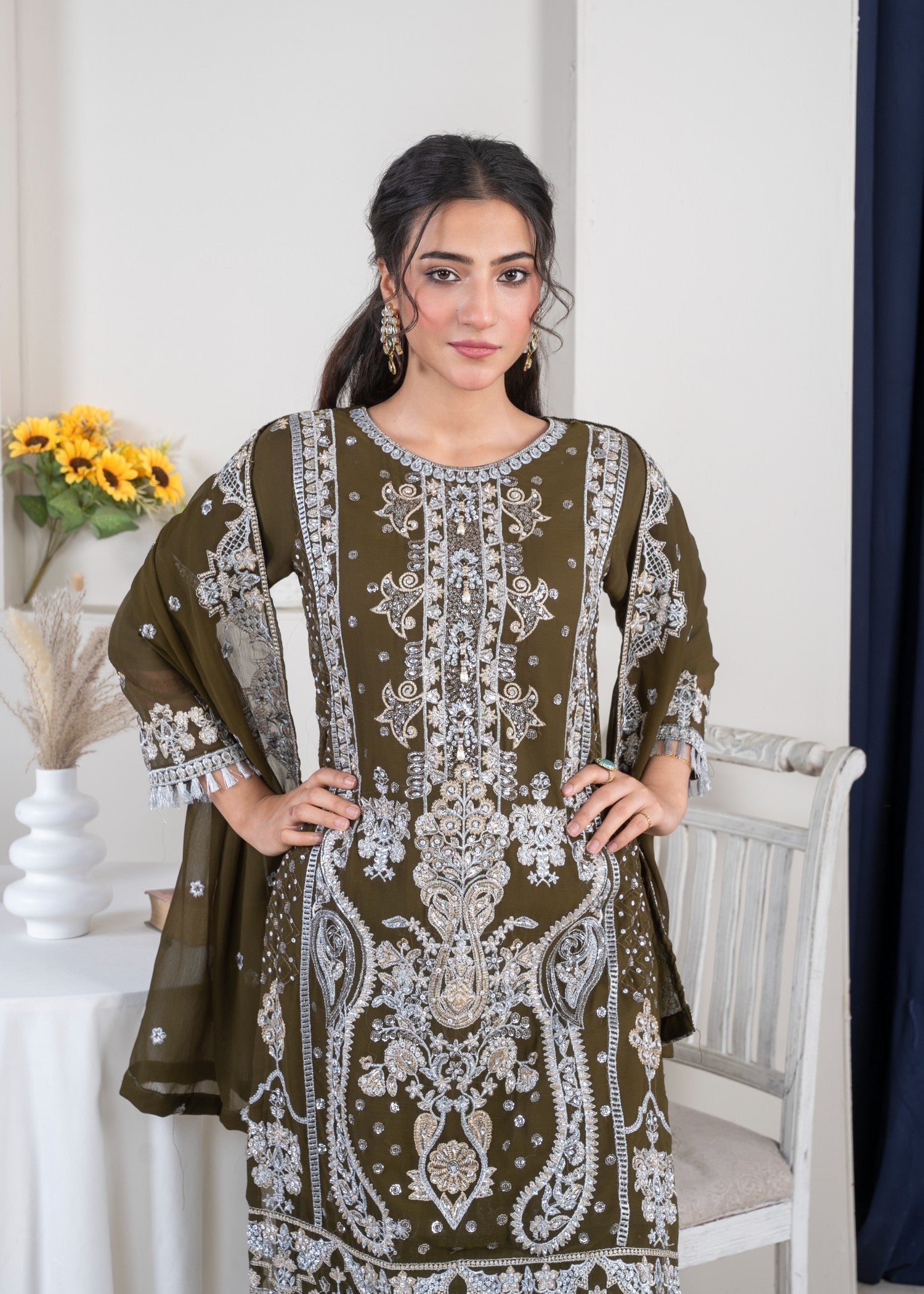 Four Season Boutique AIMAN MHENDI OLIVE GREEN Women 3pcs