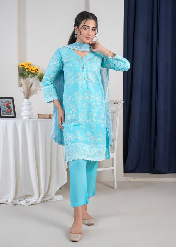 Four Season Boutique SAMBER COTTON AQUA BLUE Women 3pcs
