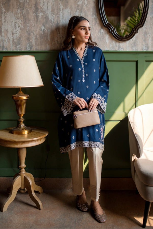 Lakhany Ready To Wear Embroidered Cotton Jacquard Shirt Women 1pcs