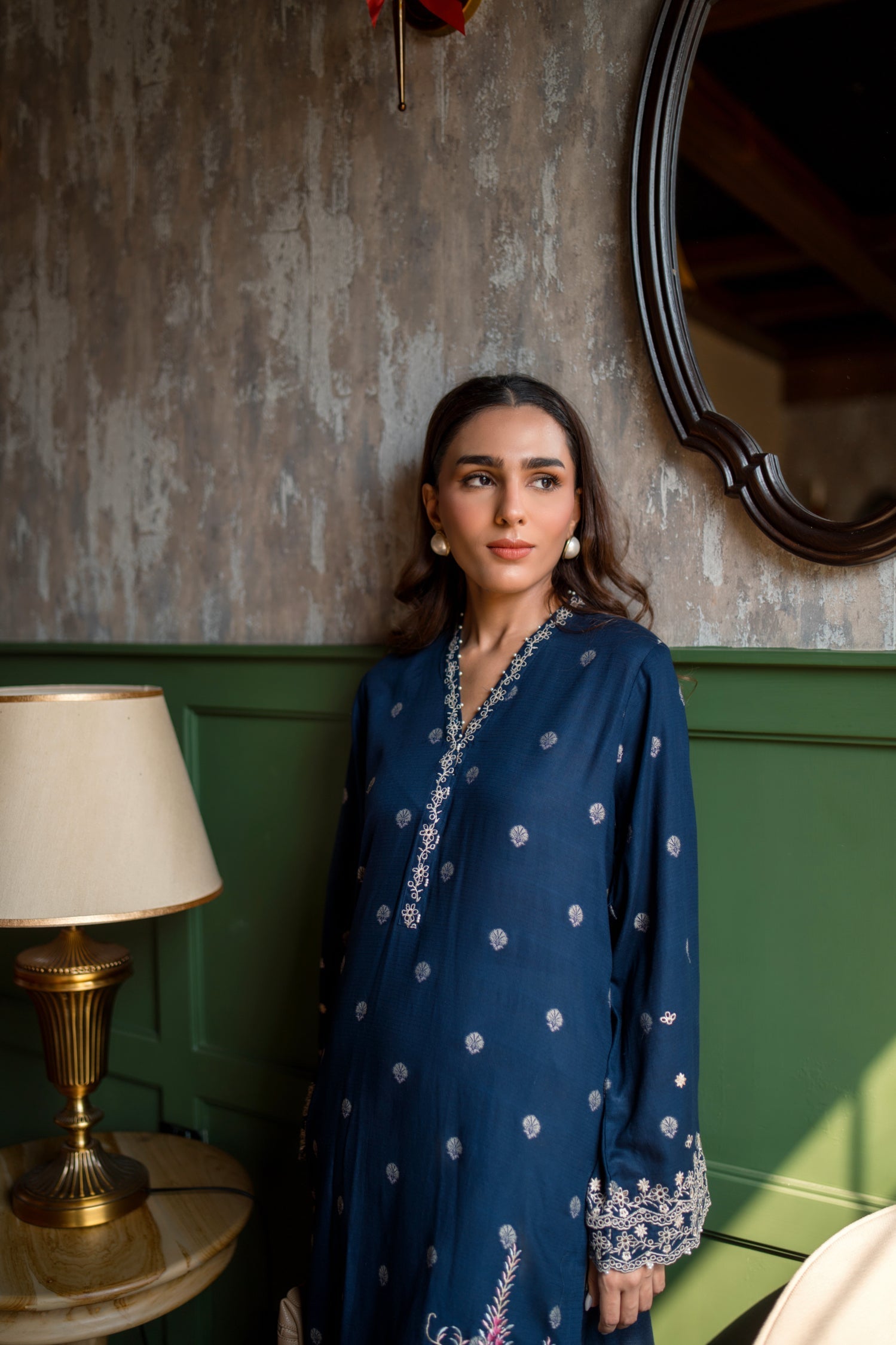 Lakhany Ready To Wear Embroidered Cotton Jacquard Shirt Women 1pcs