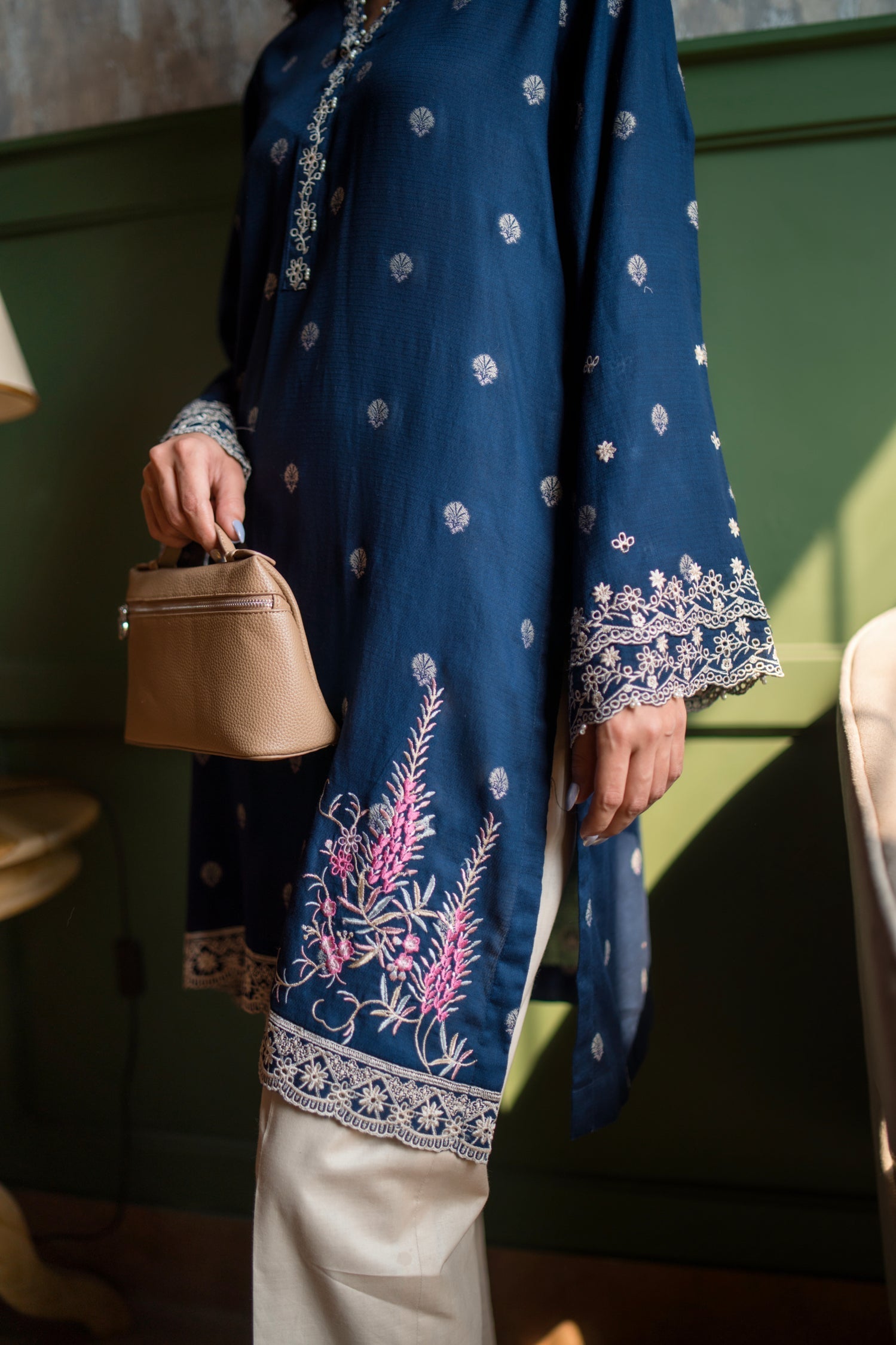 Lakhany Ready To Wear Embroidered Cotton Jacquard Shirt Women 1pcs