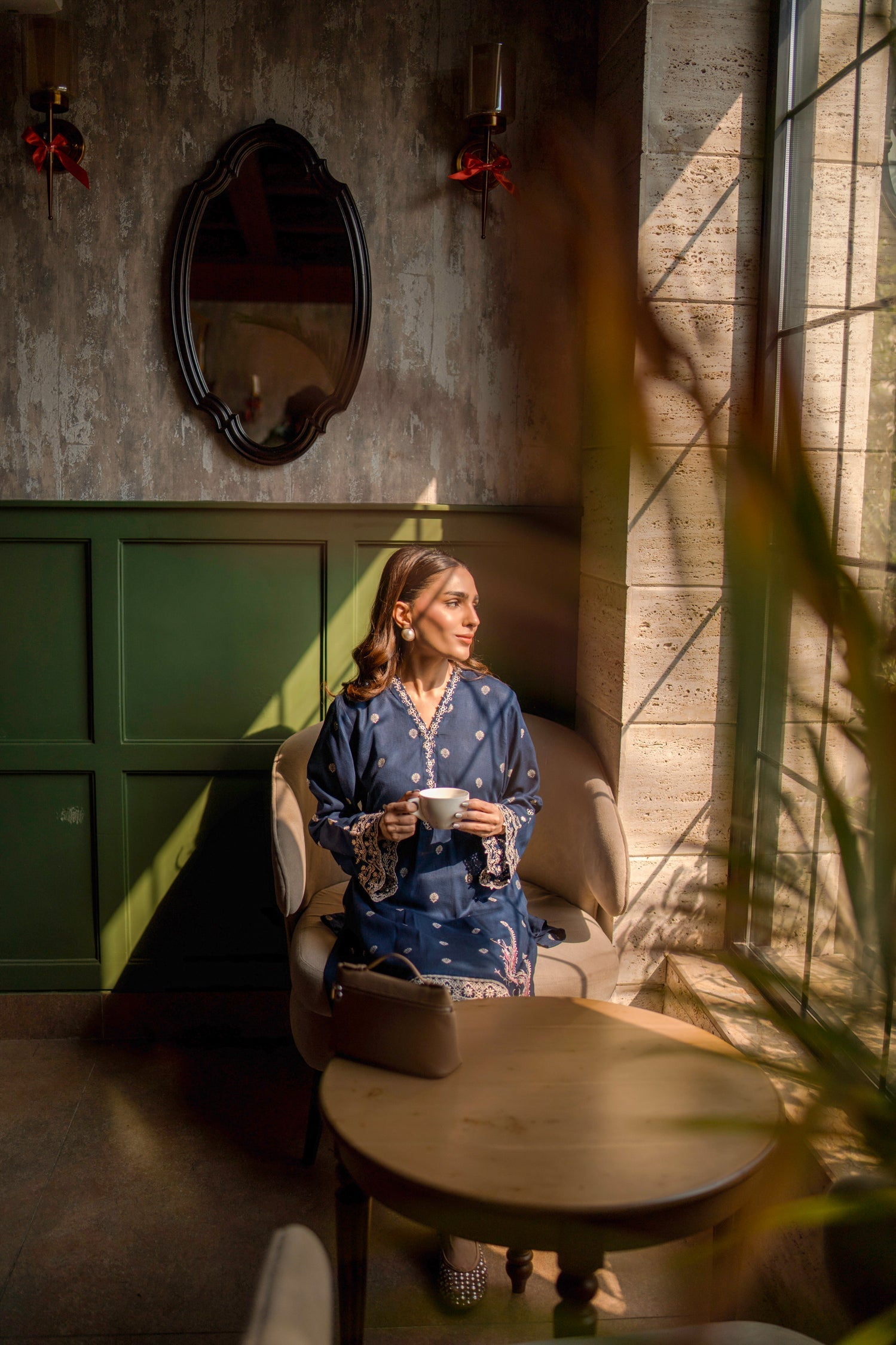 Lakhany Ready To Wear Embroidered Cotton Jacquard Shirt Women 1pcs