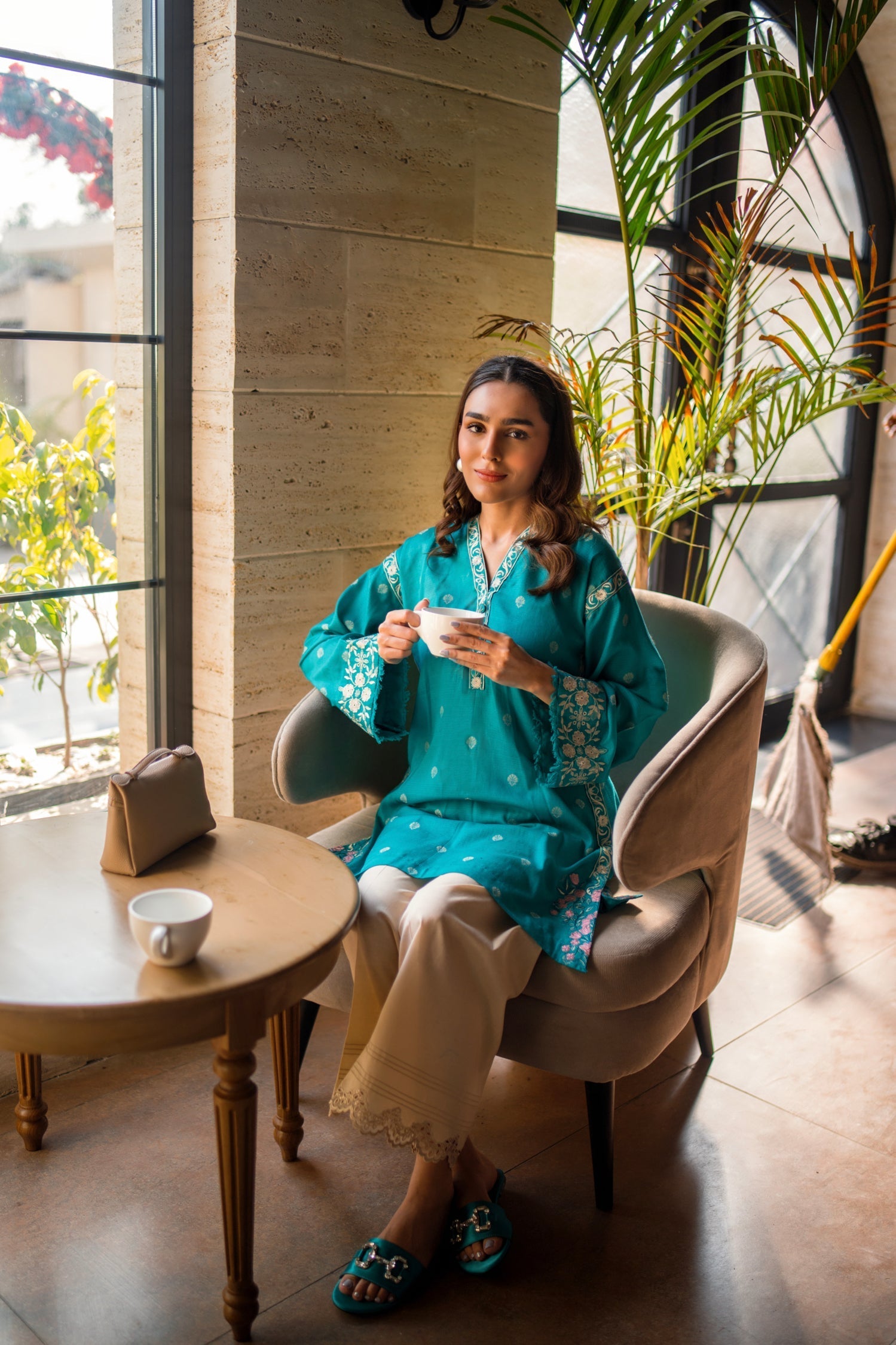 Lakhany Ready To Wear Embroidered Cotton Jacquard Shirt Women 1pcs