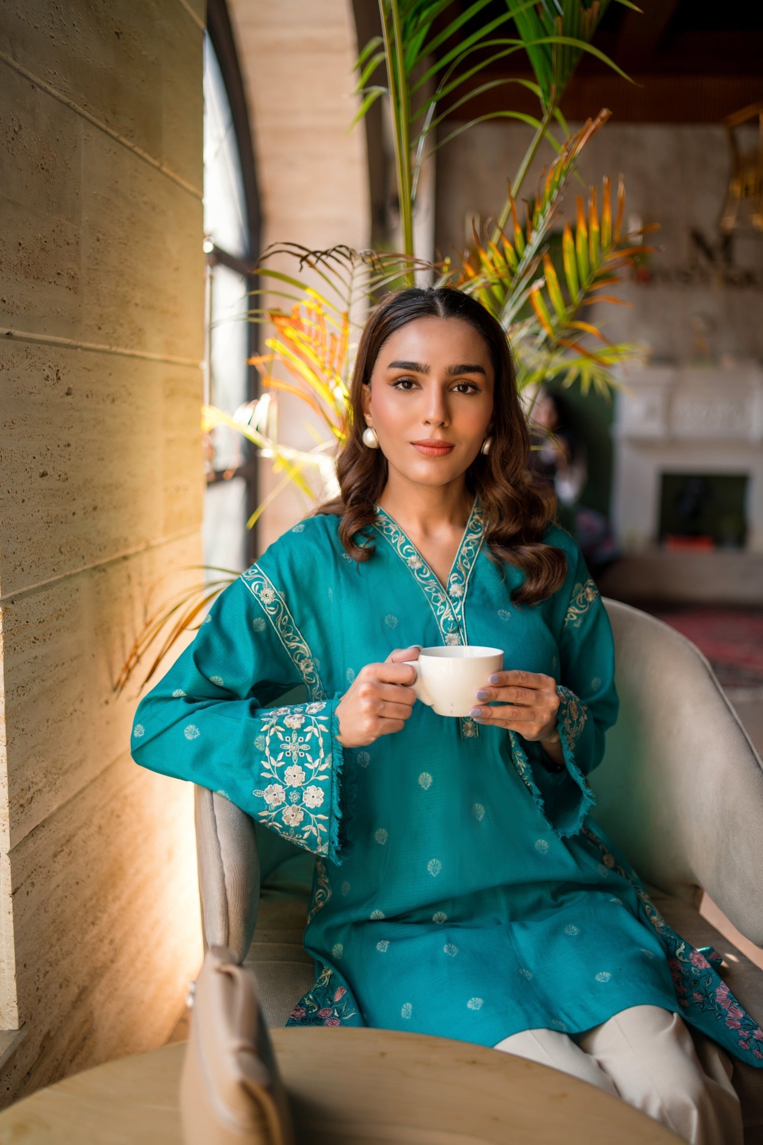 Lakhany Ready To Wear Embroidered Cotton Jacquard Shirt Women 1pcs