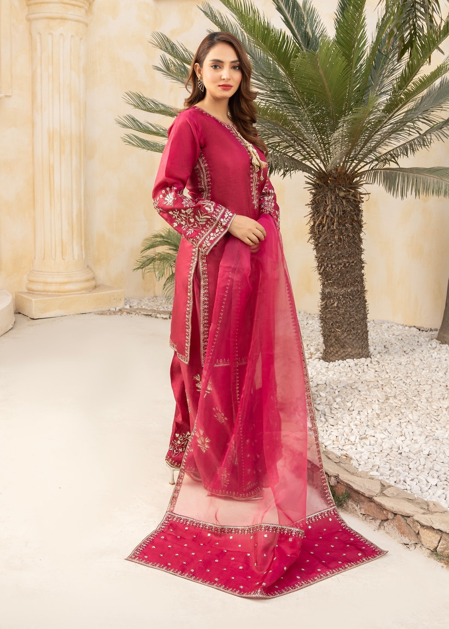 Maira Fashion kurta set pink 32 Women 3pcs