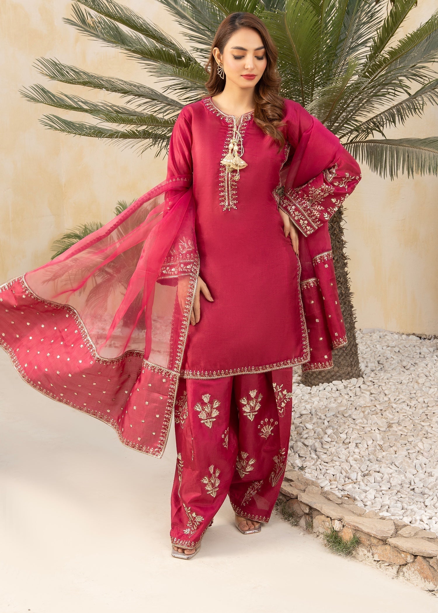 Maira Fashion kurta set pink 32 Women 3pcs