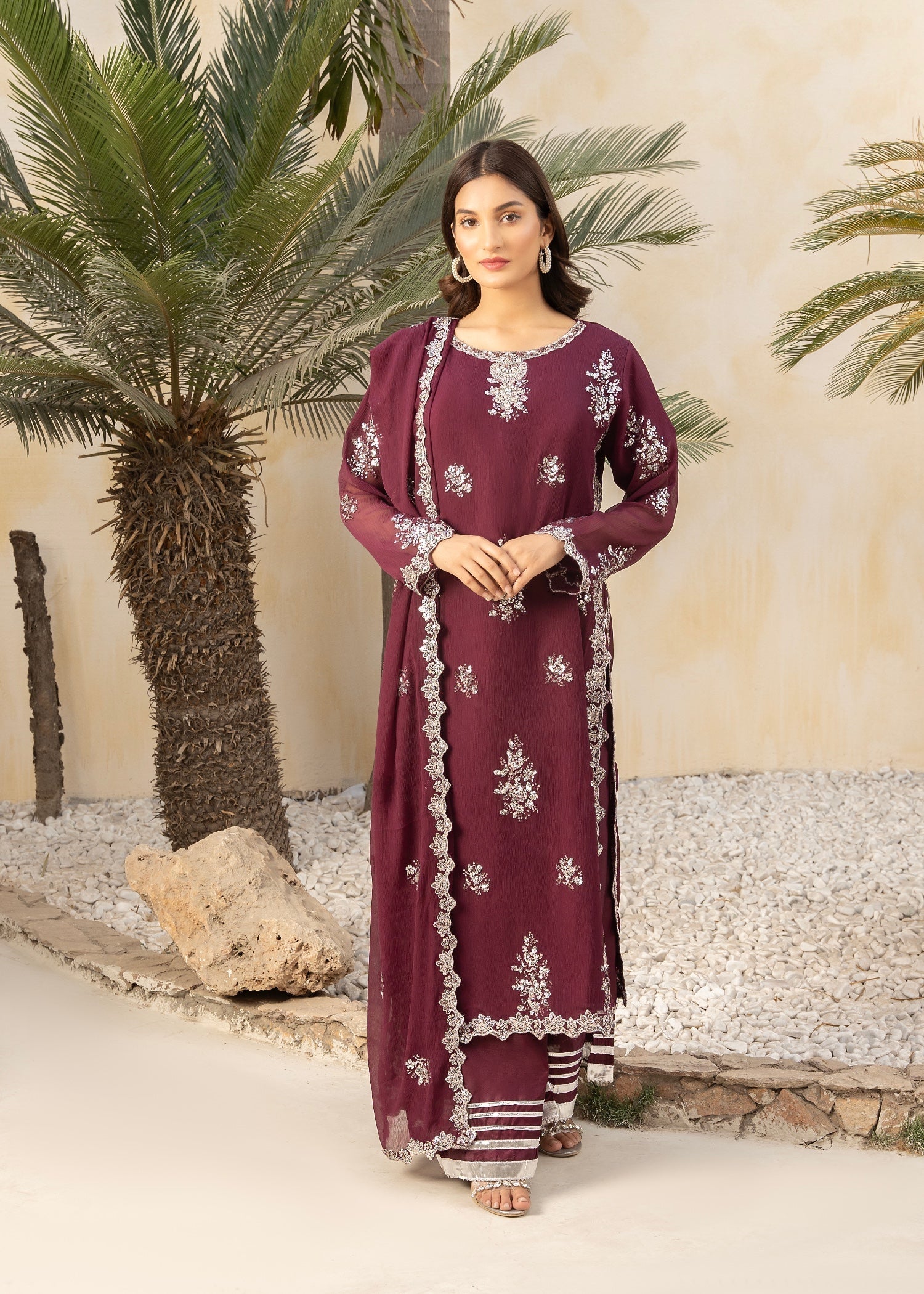 Maira Fashion Long kurta plum 33 Women 4pcs