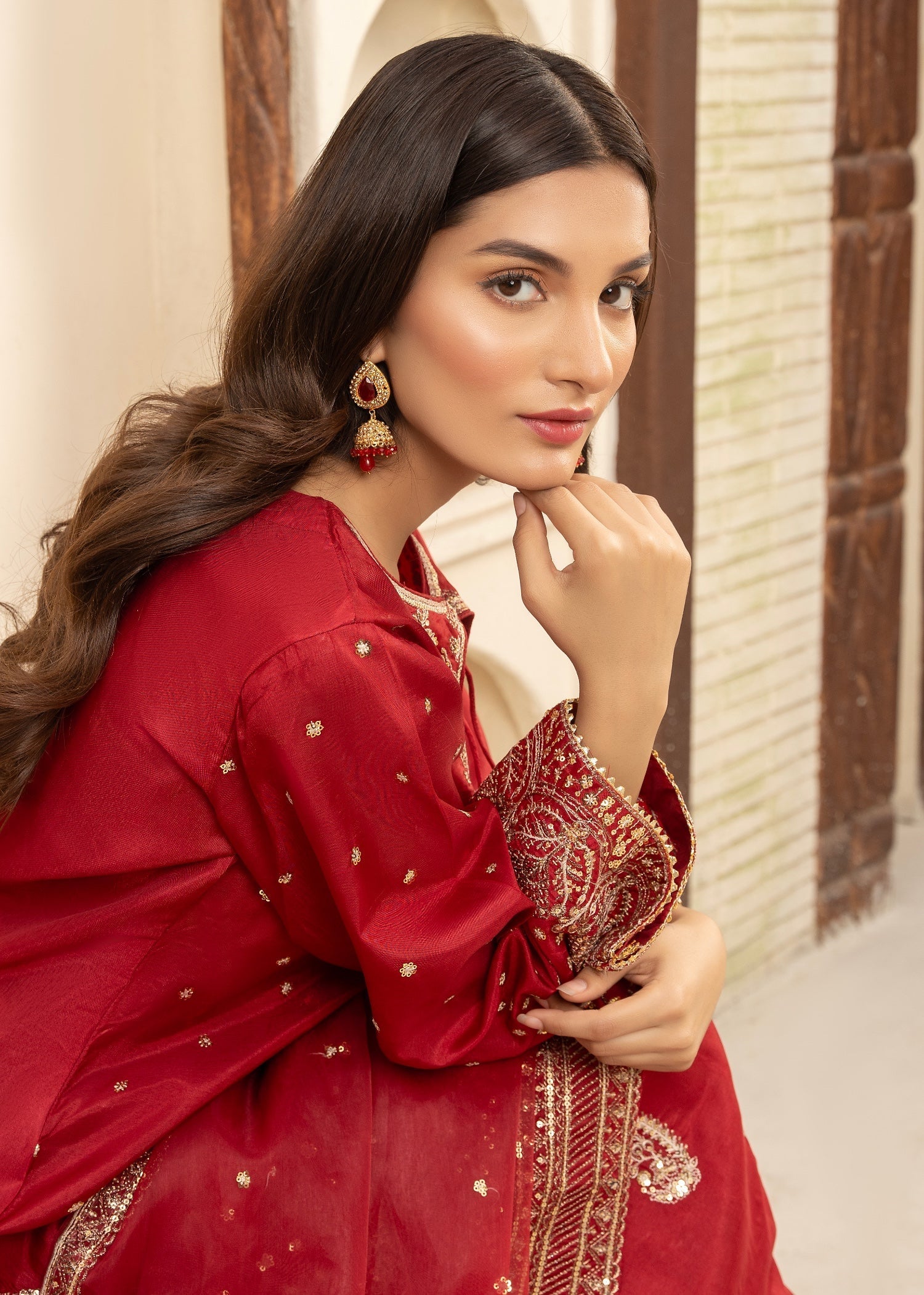 Maira Fashion Red Kurta Set 35 Women 3pcs