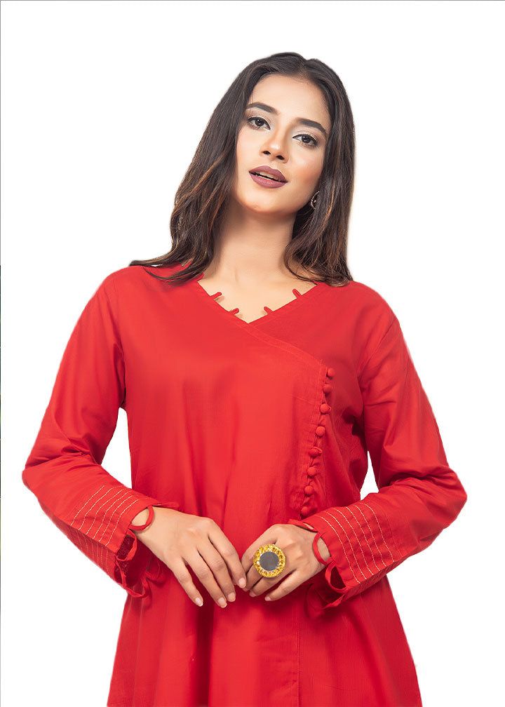 Aks Red Solid 1006 Women 2pcs