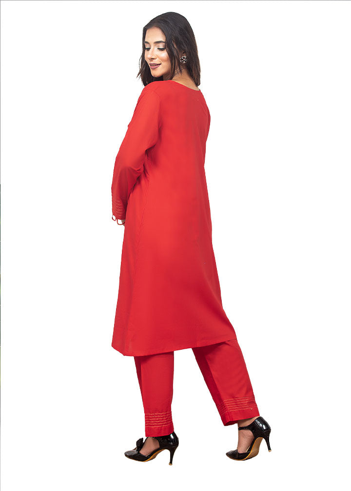 Aks Red Solid 1006 Women 2pcs