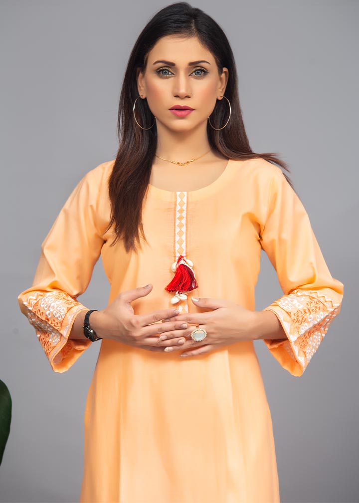 Aks Peach Embroidered 3027 Women 2pcs
